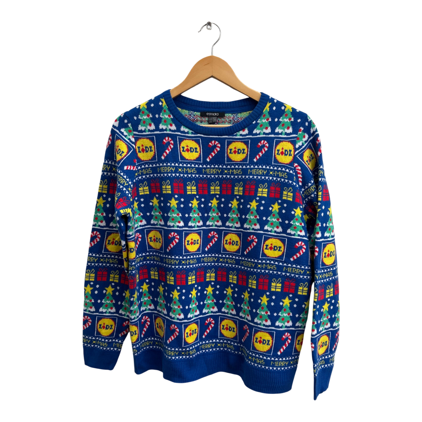Lidl Weihnachtspullover Damen Gr M 38 Blau Xmas Sweater Lustig Ugly Christmas