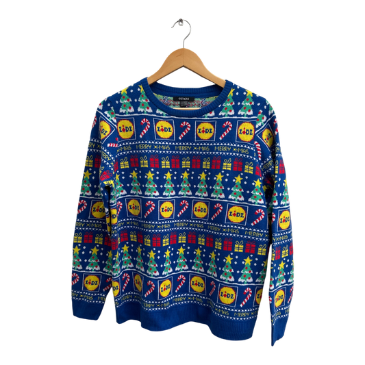 Lidl Weihnachtspullover Damen Gr M 38 Blau Xmas Sweater Lustig Ugly Christmas