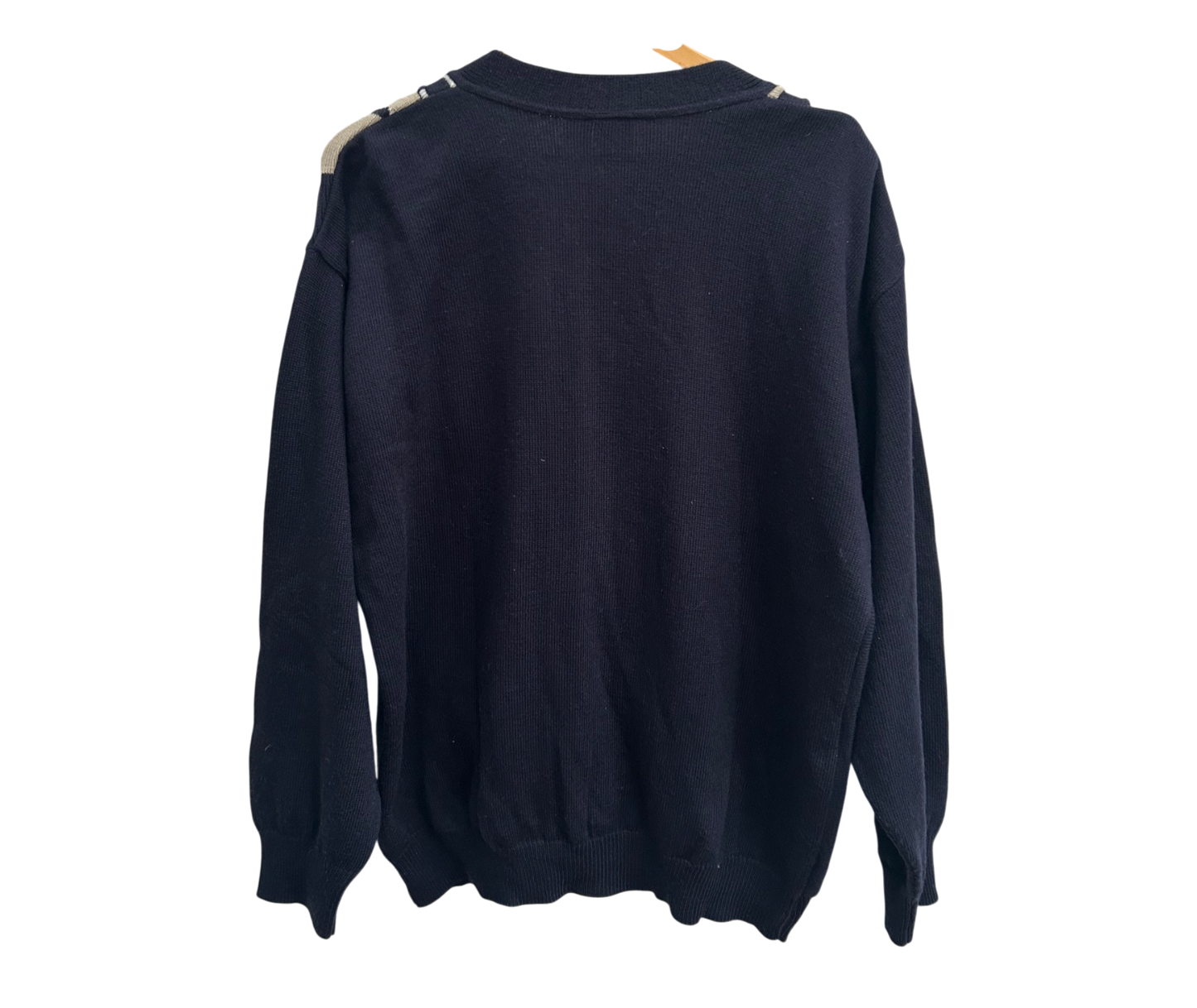 St Clou Strickjacke Herren Gr 52 L Schwarz Beige Vintage Retro Cardigan Wolle Mix