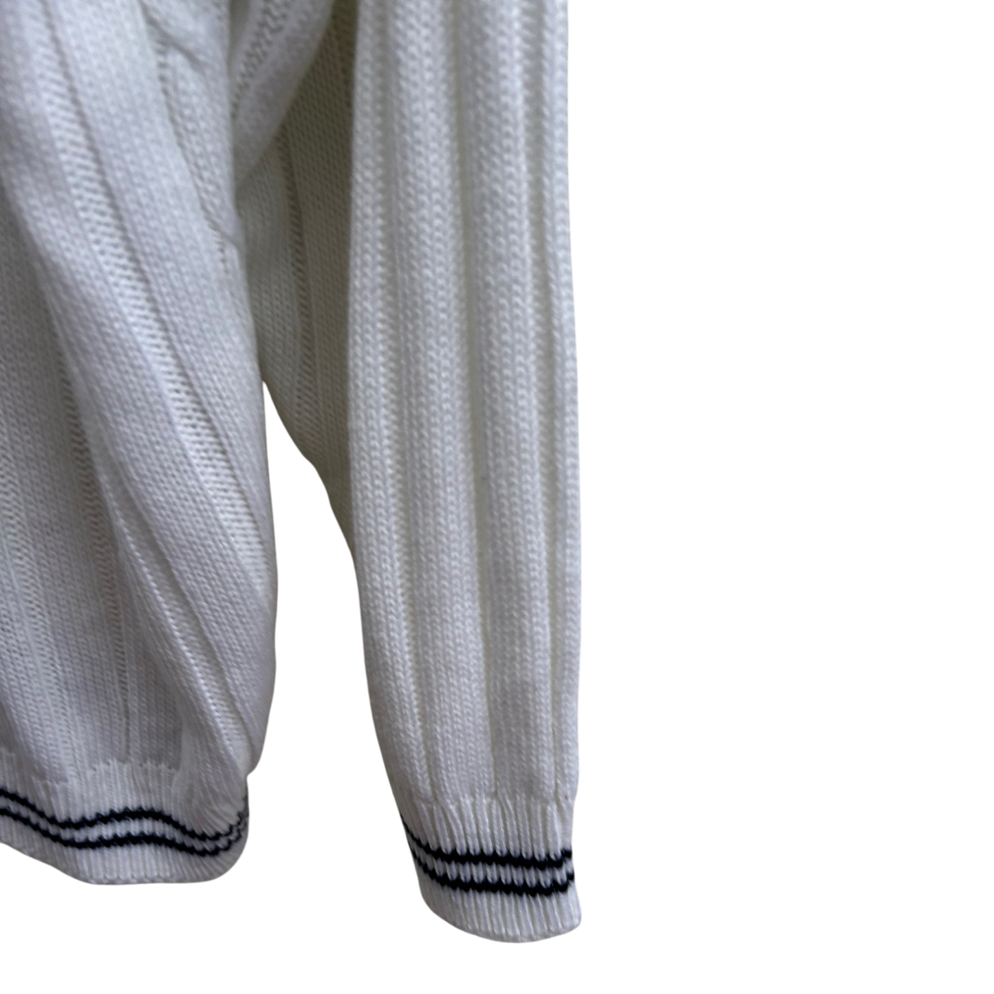 Pullover Herren Gr XL MaHel Weiß Marine Zopfmuster Strick kurz geschnitten klassisch