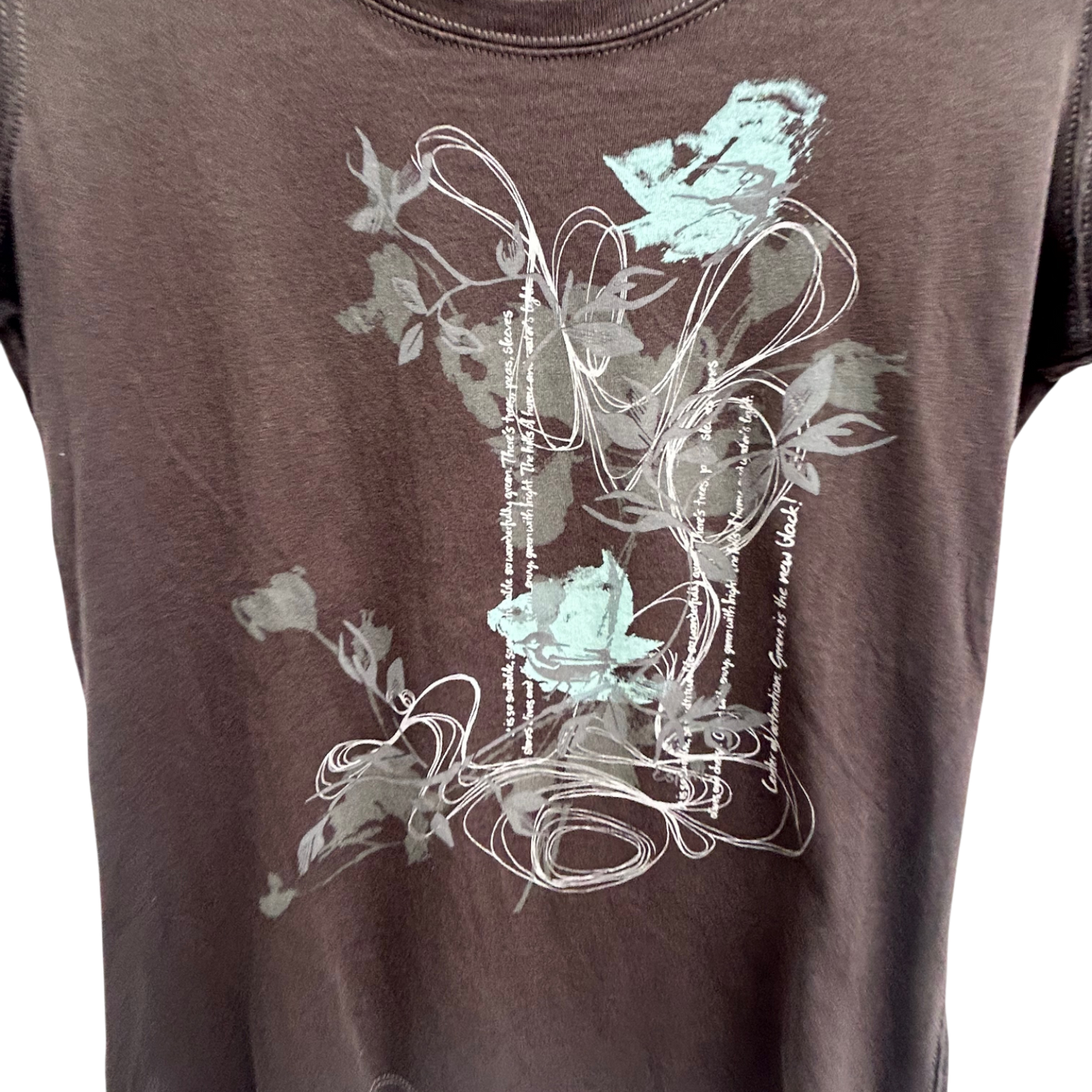 Esprit T Shirt Damen Gr S Braun Rundhals Baumwolle Kurzarm Blumenprint Casual