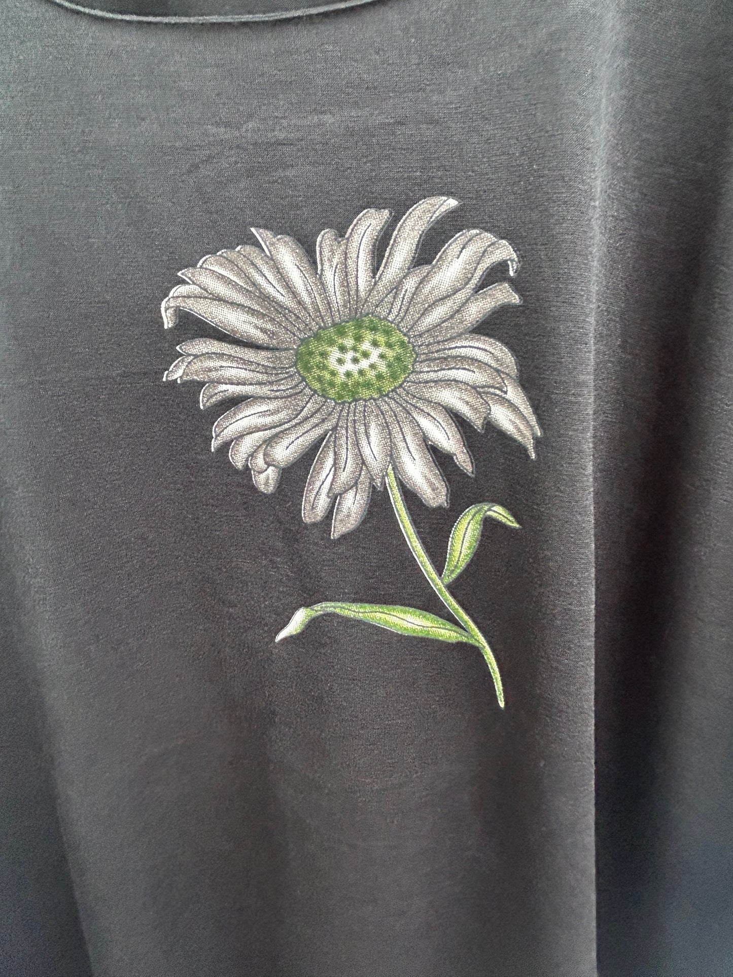 Vintage New Fashion Shirt Damen Gr XL Schwarz Blumenprint Schulterpolster Elegant