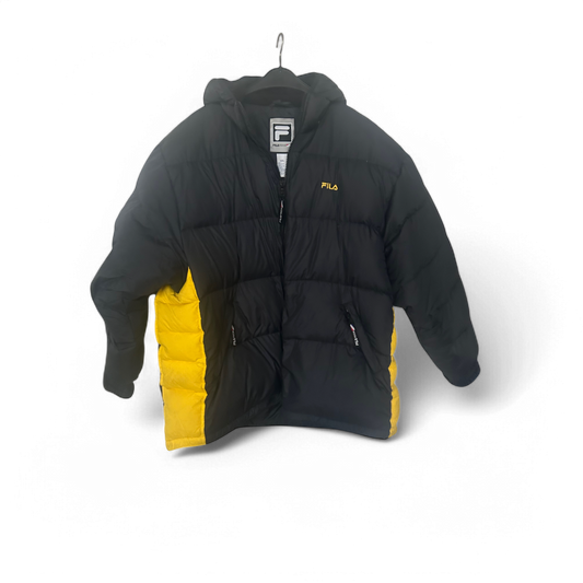 🟡 FILA Daunenjacke Herren XXL – Schwarz Gelb – Warm & Stylisch 🟡