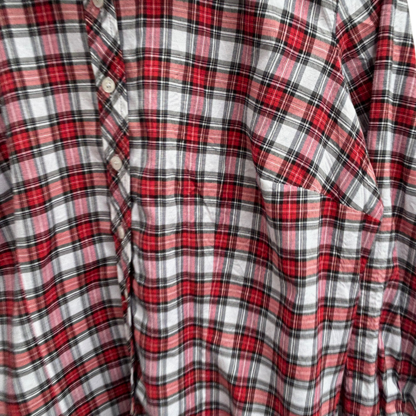 Biba Bluse Damen Gr 40 Kariert 100% Baumwolle Abnehmbarer Kragen Schal Rot Weiß