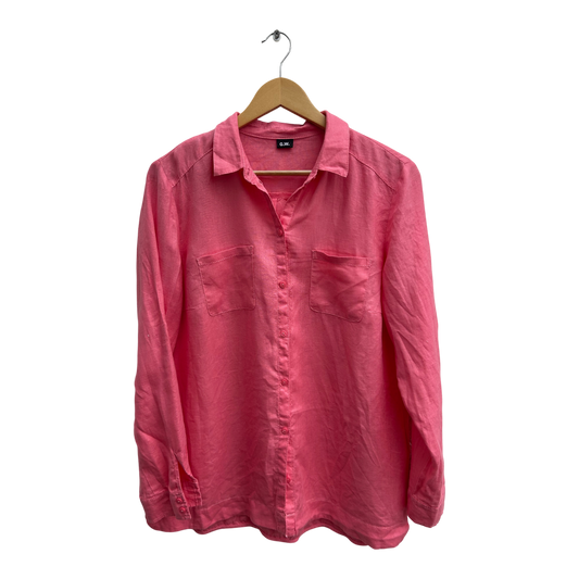 Gerry Weber Bluse Damen Gr 40 Koralle 100% Leinen Langarm Krempelärmel Sommer Elegant