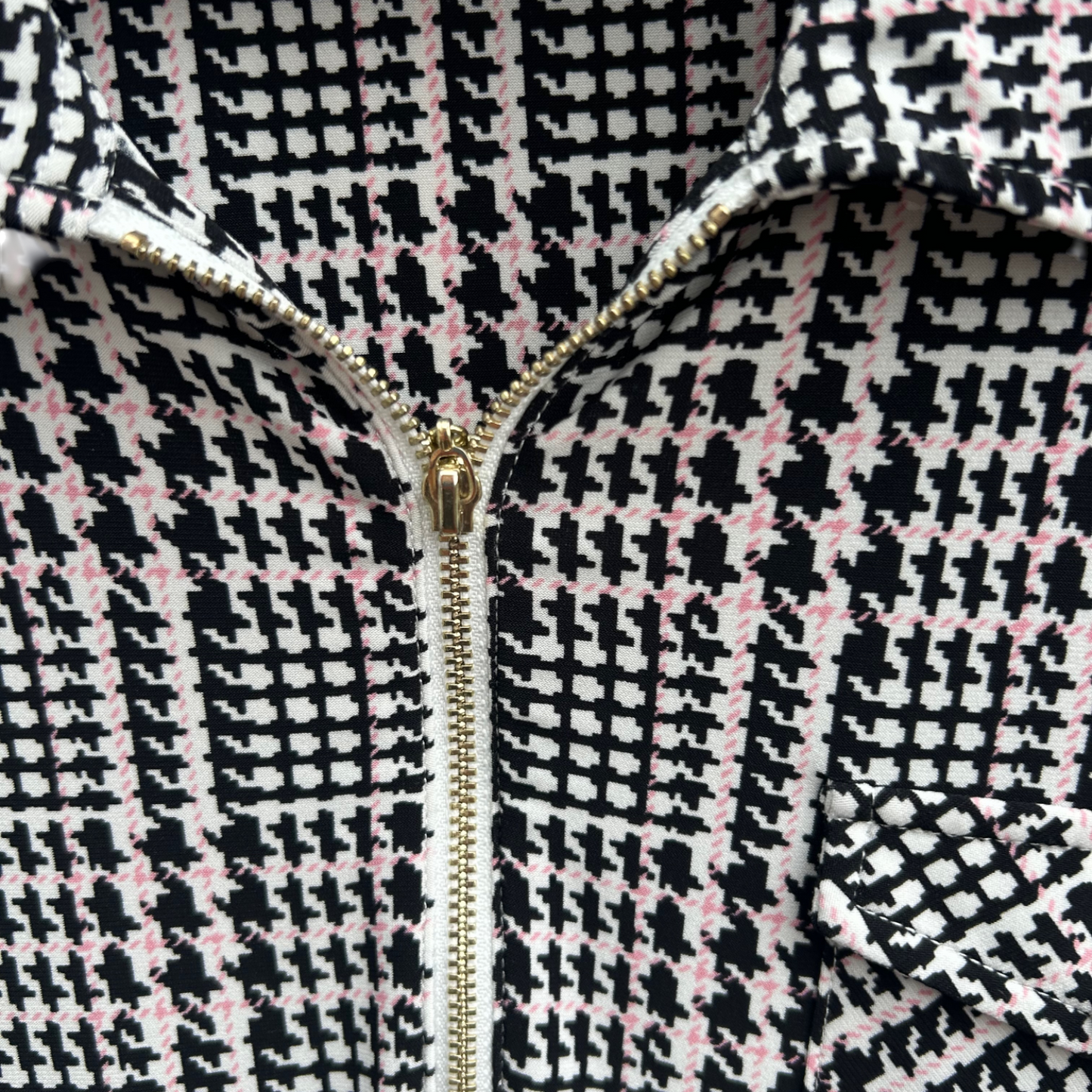 Tommy Hilfiger Bluse Damen Gr XL Schwarz Weiß Rosa Muster 3/4 Arm Elegant Stretch