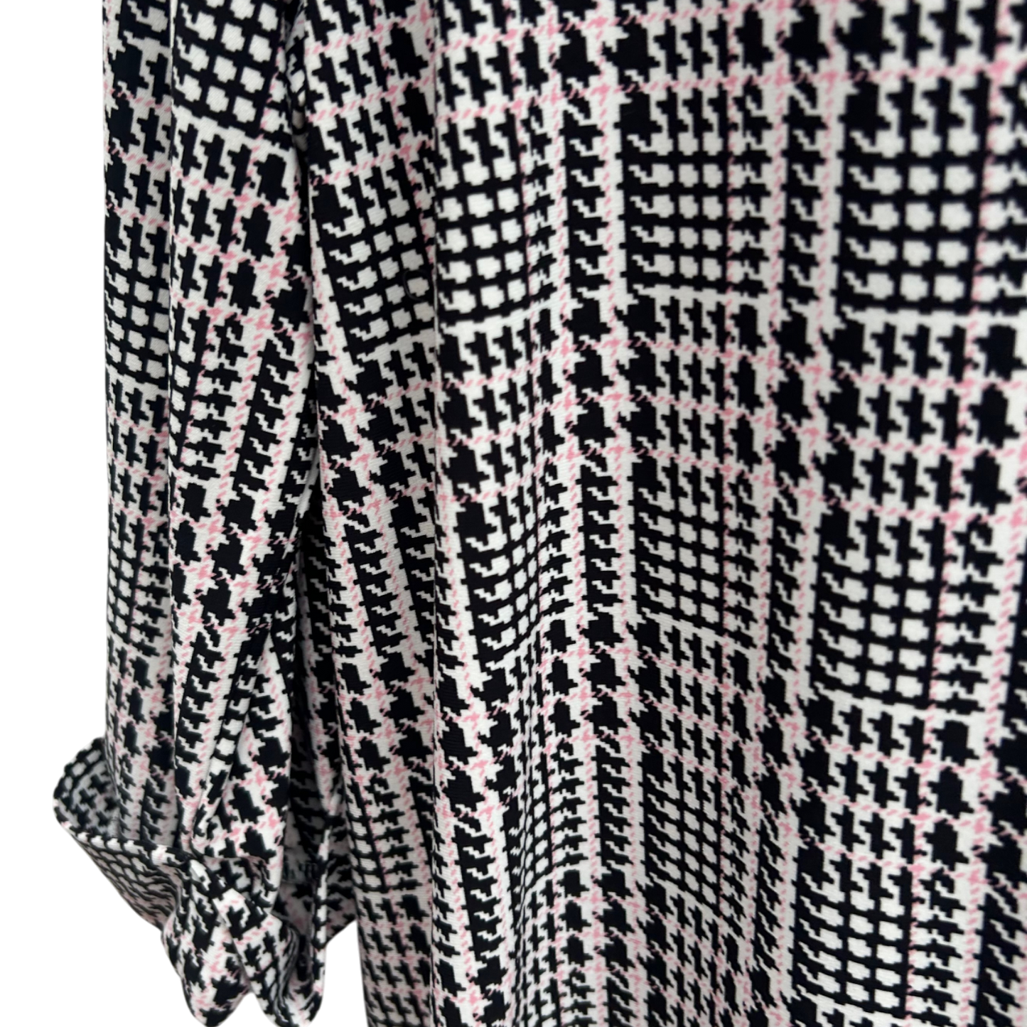 Tommy Hilfiger Bluse Damen Gr XL Schwarz Weiß Rosa Muster 3/4 Arm Elegant Stretch