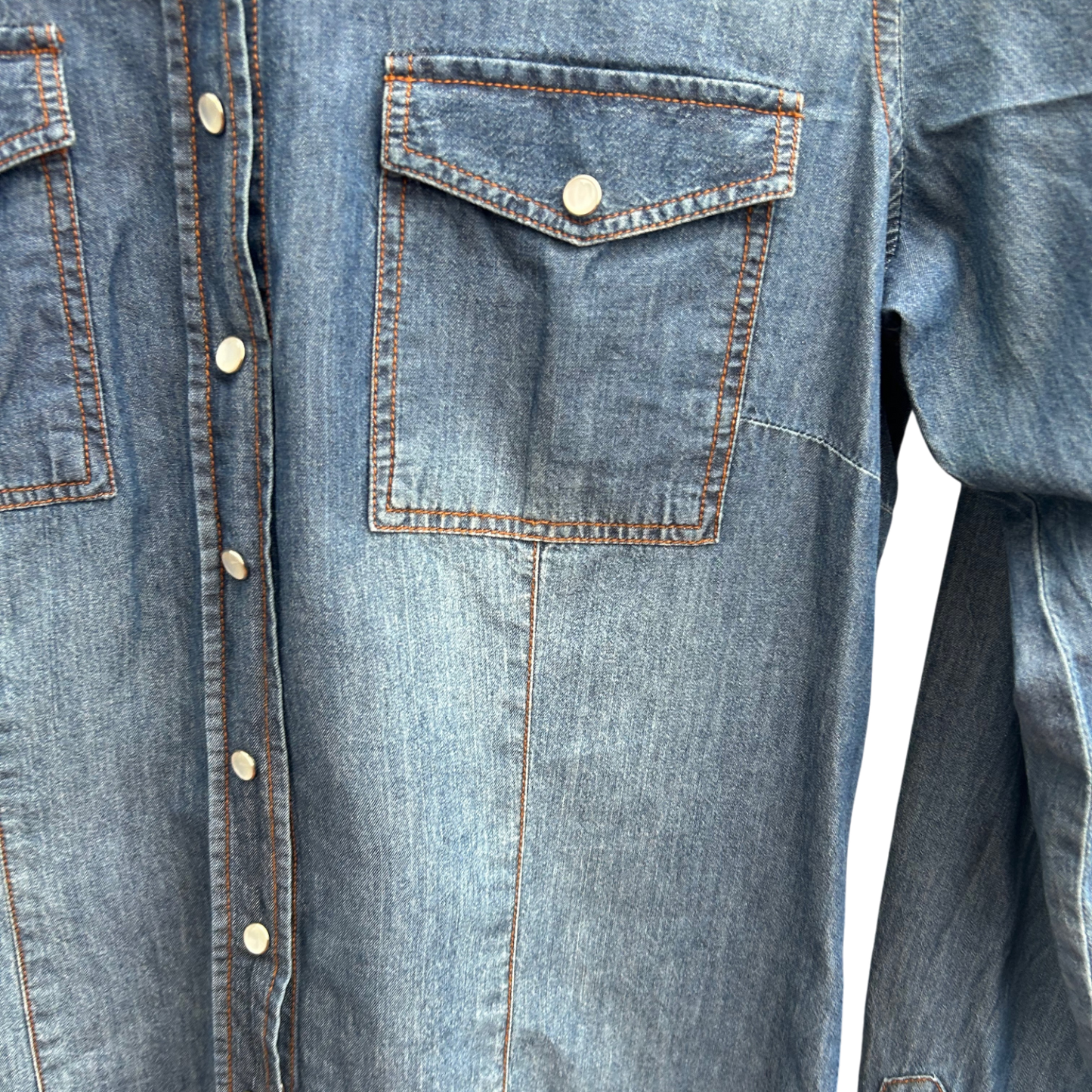 Fior da Liso Jeansbluse Damen Gr 34 Modell Jessi Strass 100% Baumwolle Elegant Blau