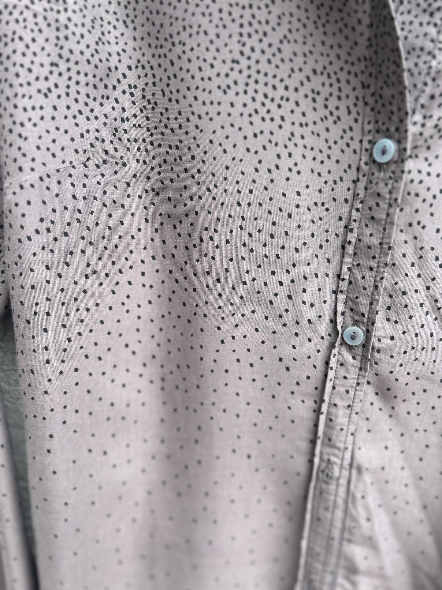 Campus Longbluse Damen Gr S Grau Schwarz 100% Viskose Punkte Muster Elegant Lang