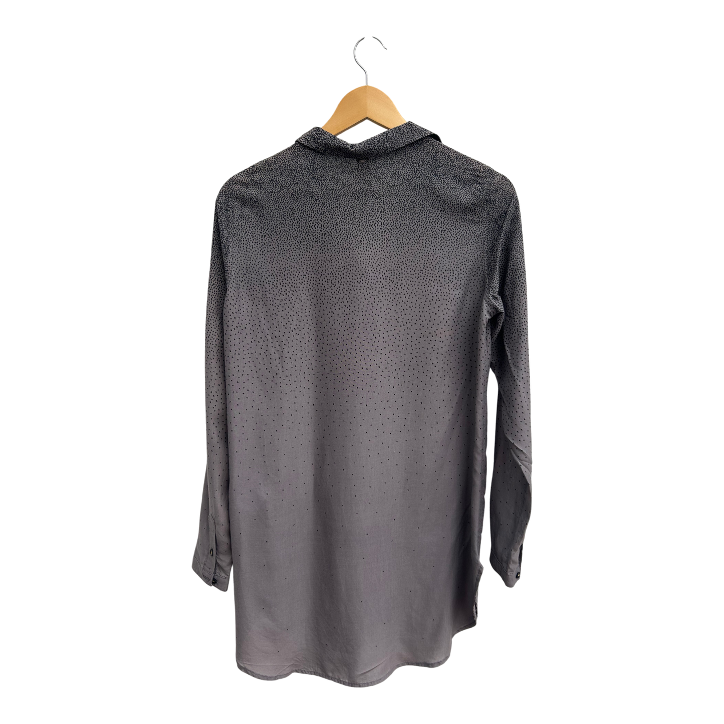 Campus Longbluse Damen Gr S Grau Schwarz 100% Viskose Punkte Muster Elegant Lang