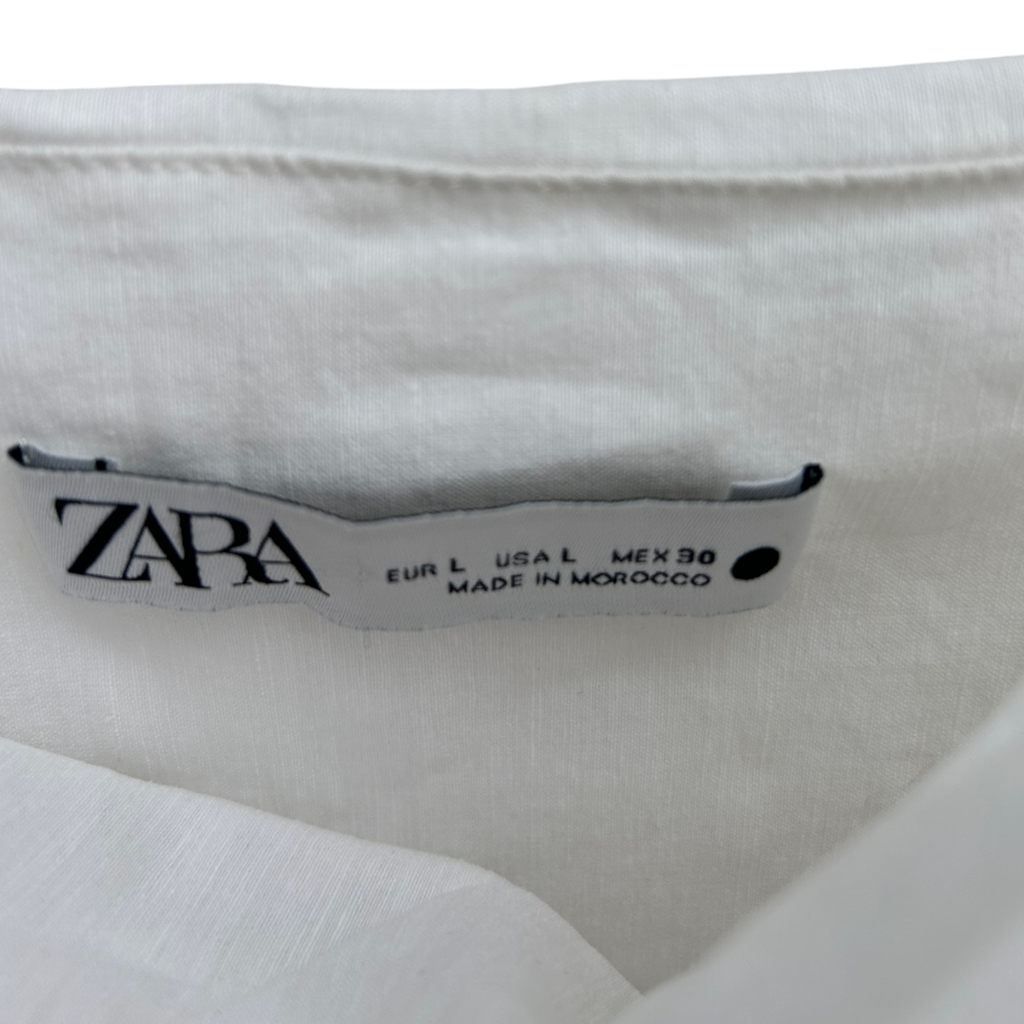 Zara Kleid Damen Gr L Weiß Baumwolle Leinen Stretch Partykleid Elegant Sommer