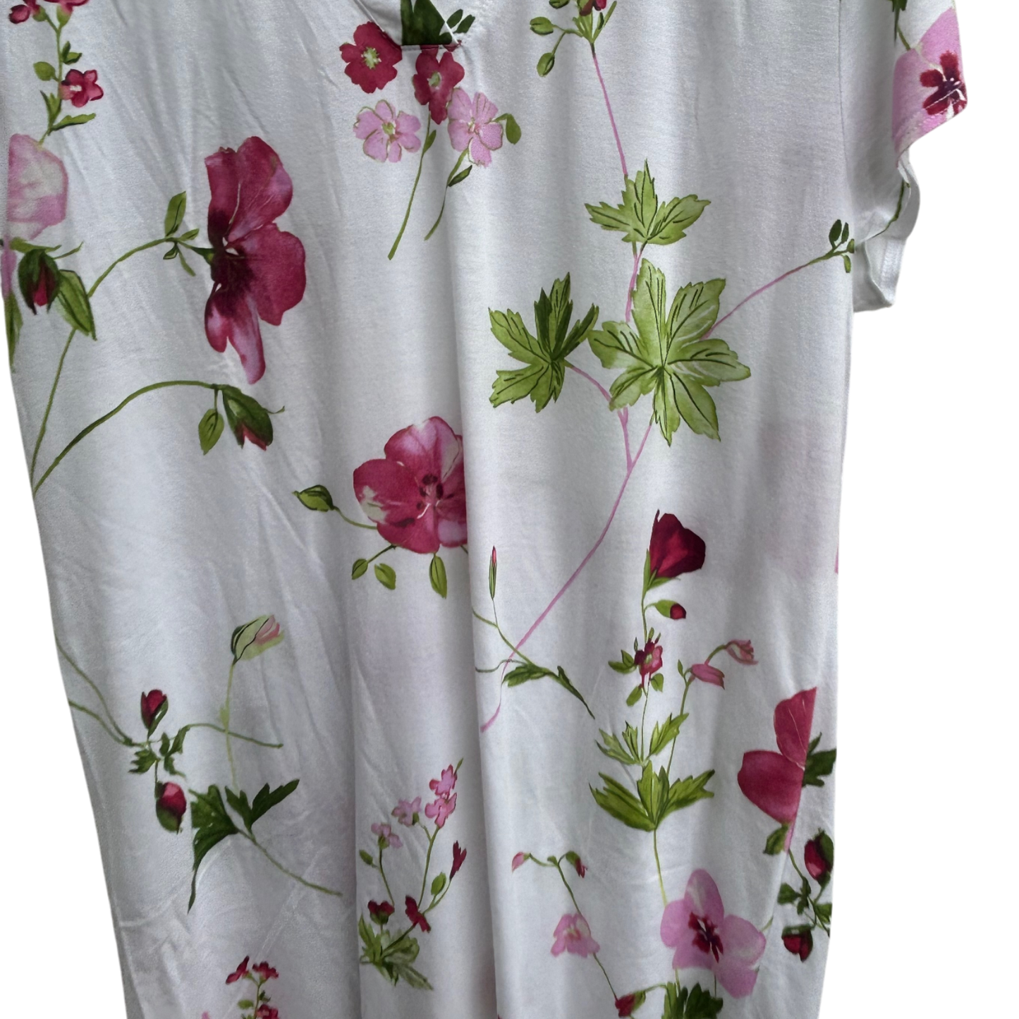 Hutschreuther Collection Kleid Nachthemd Damen Gr 46 Weiß Blumen Baumwolle Modal