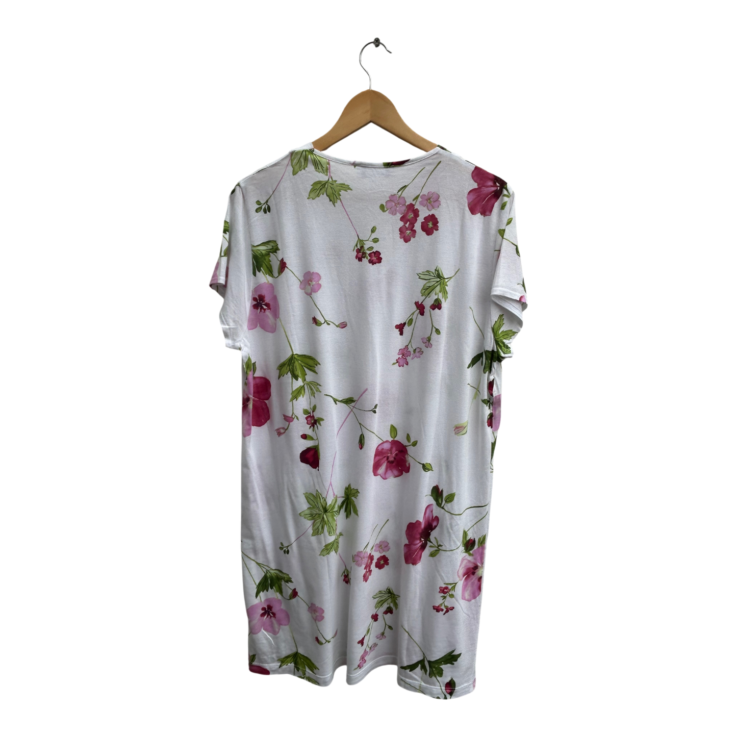 Hutschreuther Collection Kleid Nachthemd Damen Gr 46 Weiß Blumen Baumwolle Modal