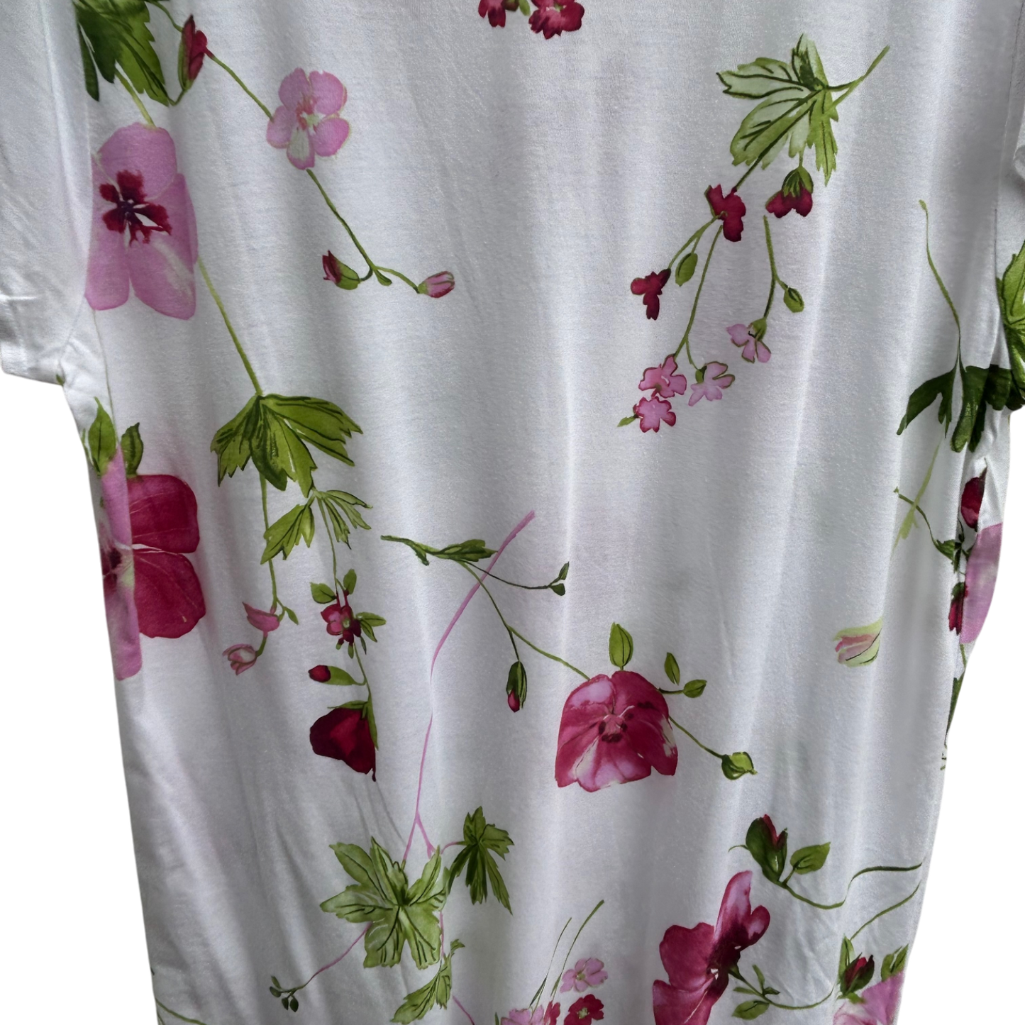 Hutschreuther Collection Kleid Nachthemd Damen Gr 46 Weiß Blumen Baumwolle Modal