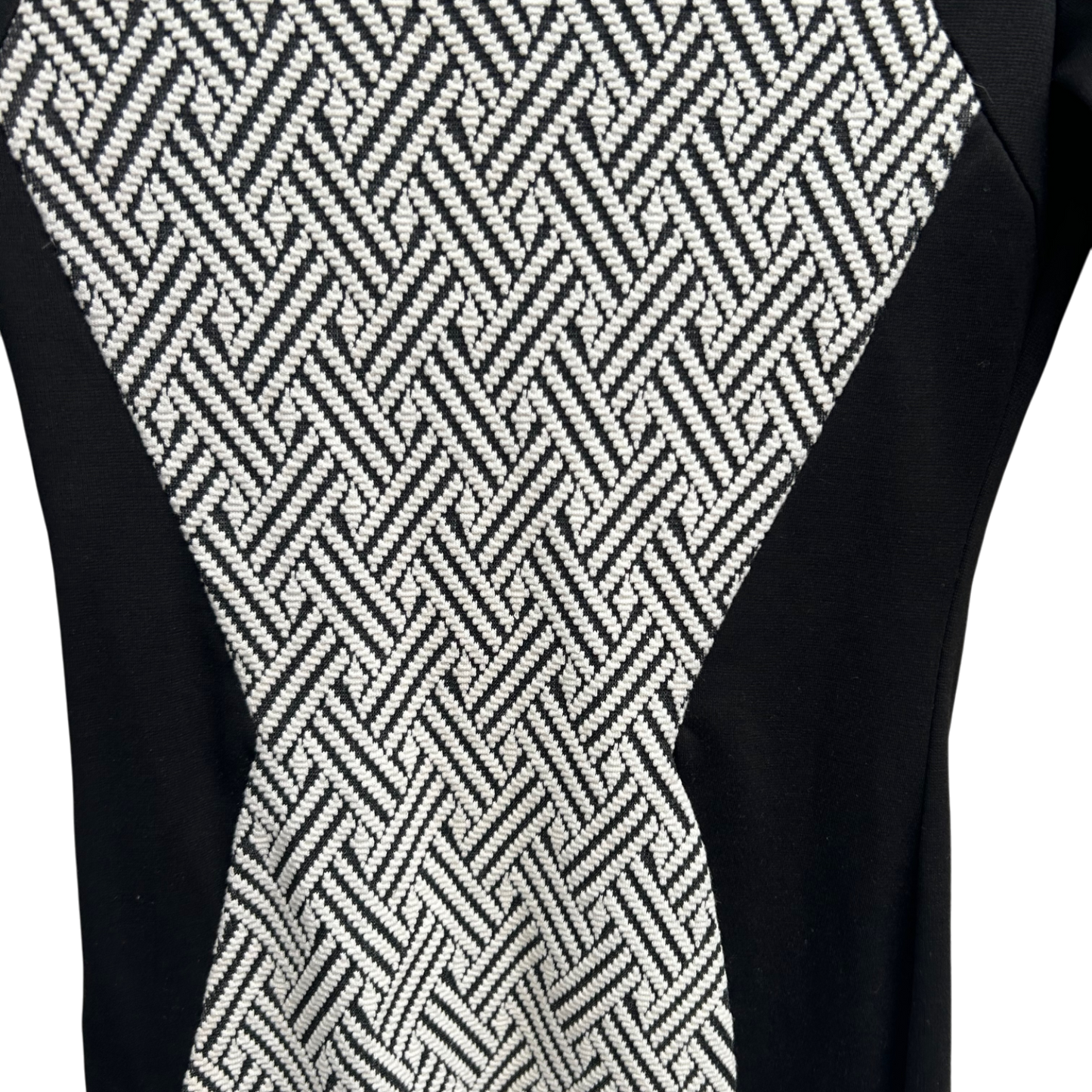 H&M Kleid Damen Gr 36 Schwarz Weiß Stretch Baumwolle Figurbetont Elegant Party