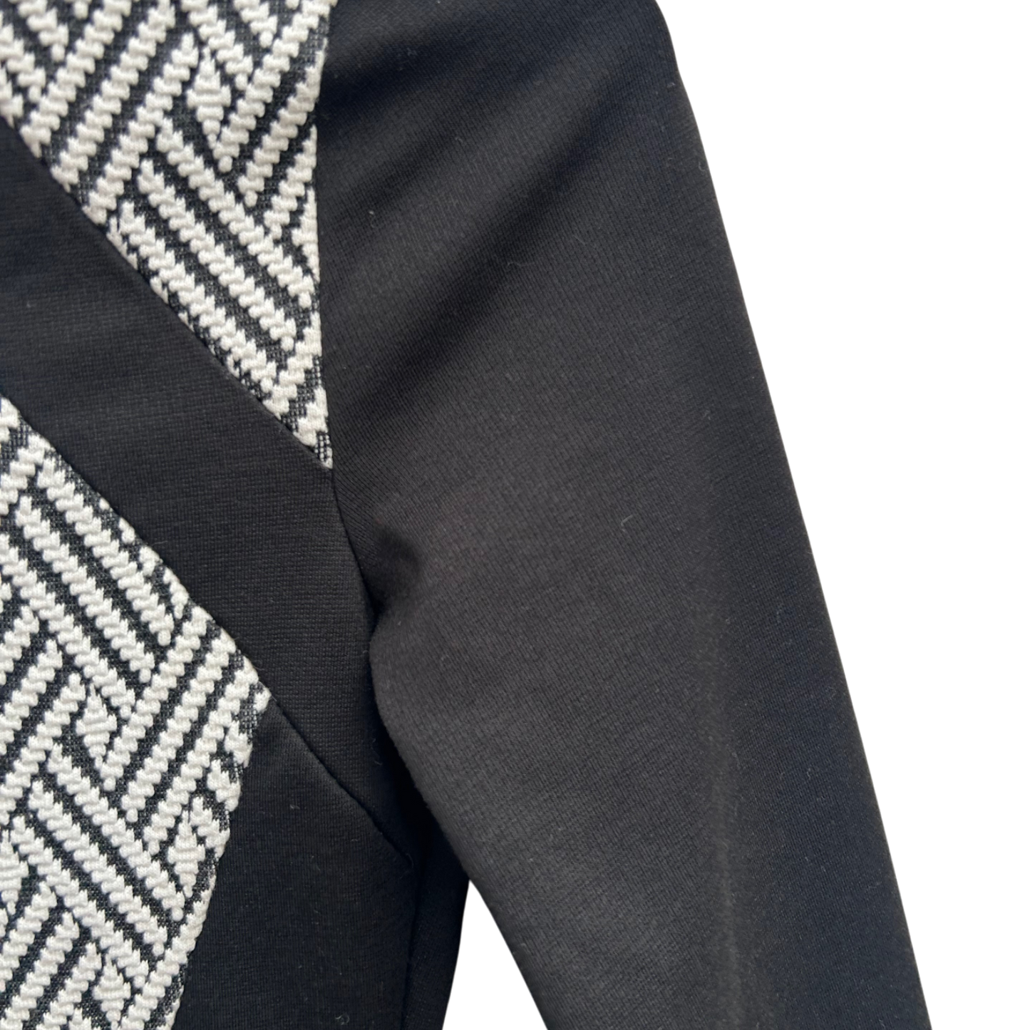 H&M Kleid Damen Gr 36 Schwarz Weiß Stretch Baumwolle Figurbetont Elegant Party