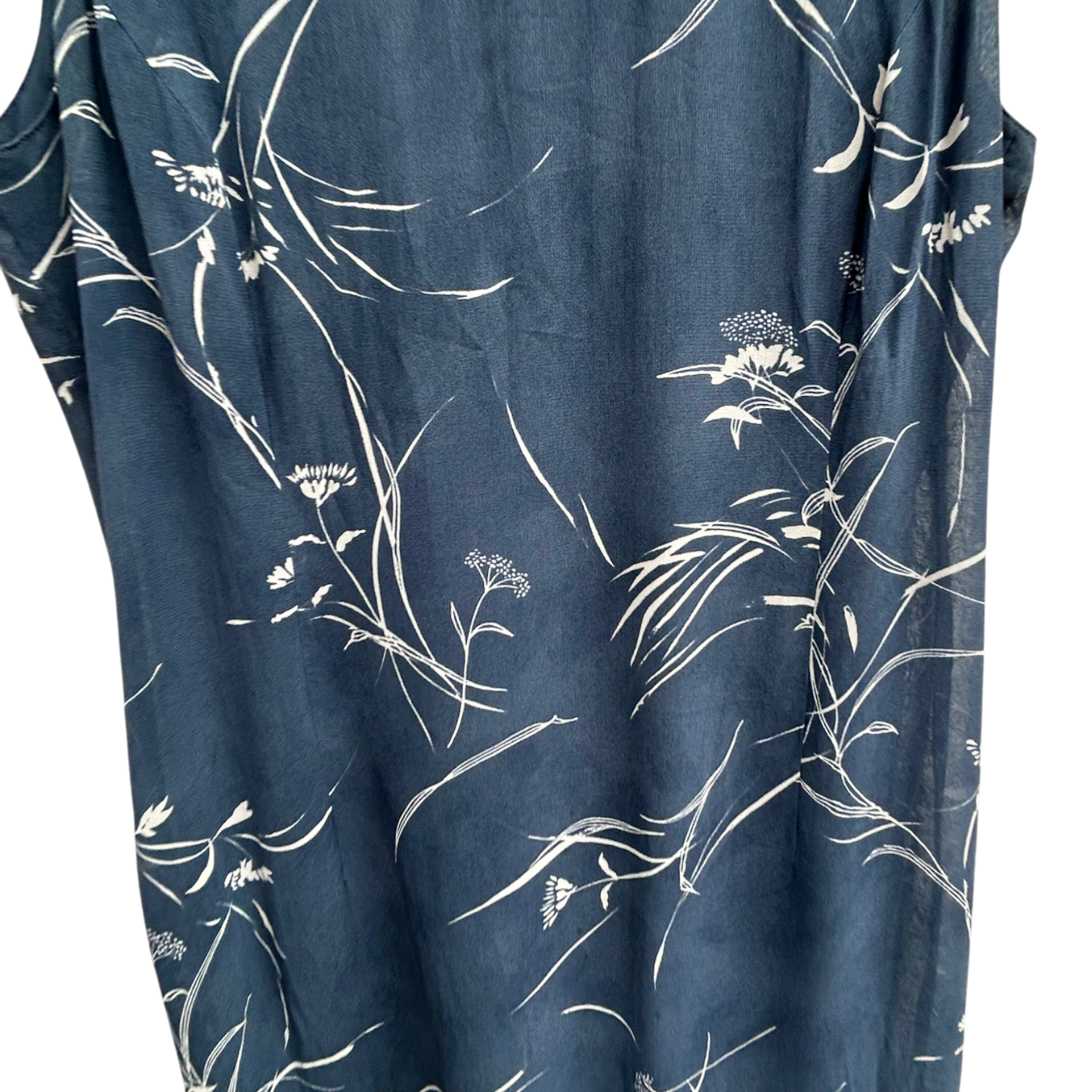 Bonita Kleid Damen Gr 44 Blau Weiß Blumenmuster Viskose Elegant Sommer Midi