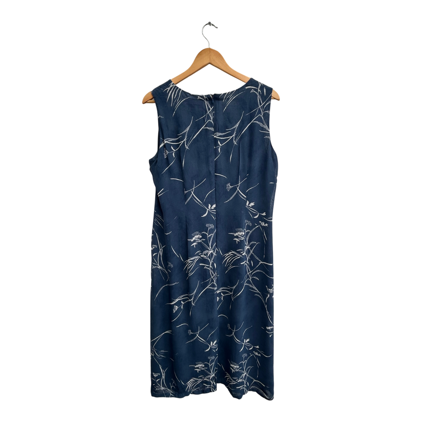 Bonita Kleid Damen Gr 44 Blau Weiß Blumenmuster Viskose Elegant Sommer Midi