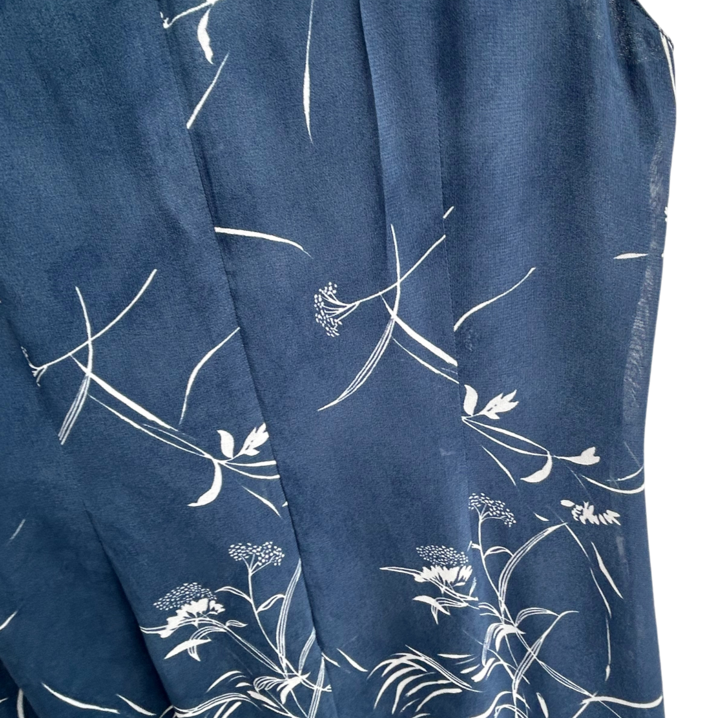 Bonita Kleid Damen Gr 44 Blau Weiß Blumenmuster Viskose Elegant Sommer Midi