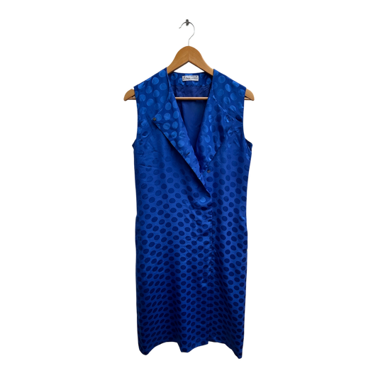 Lima Modelle Kleid Damen Gr 40 Blau Punkte Satin Gefüttert Retro Elegant Midi