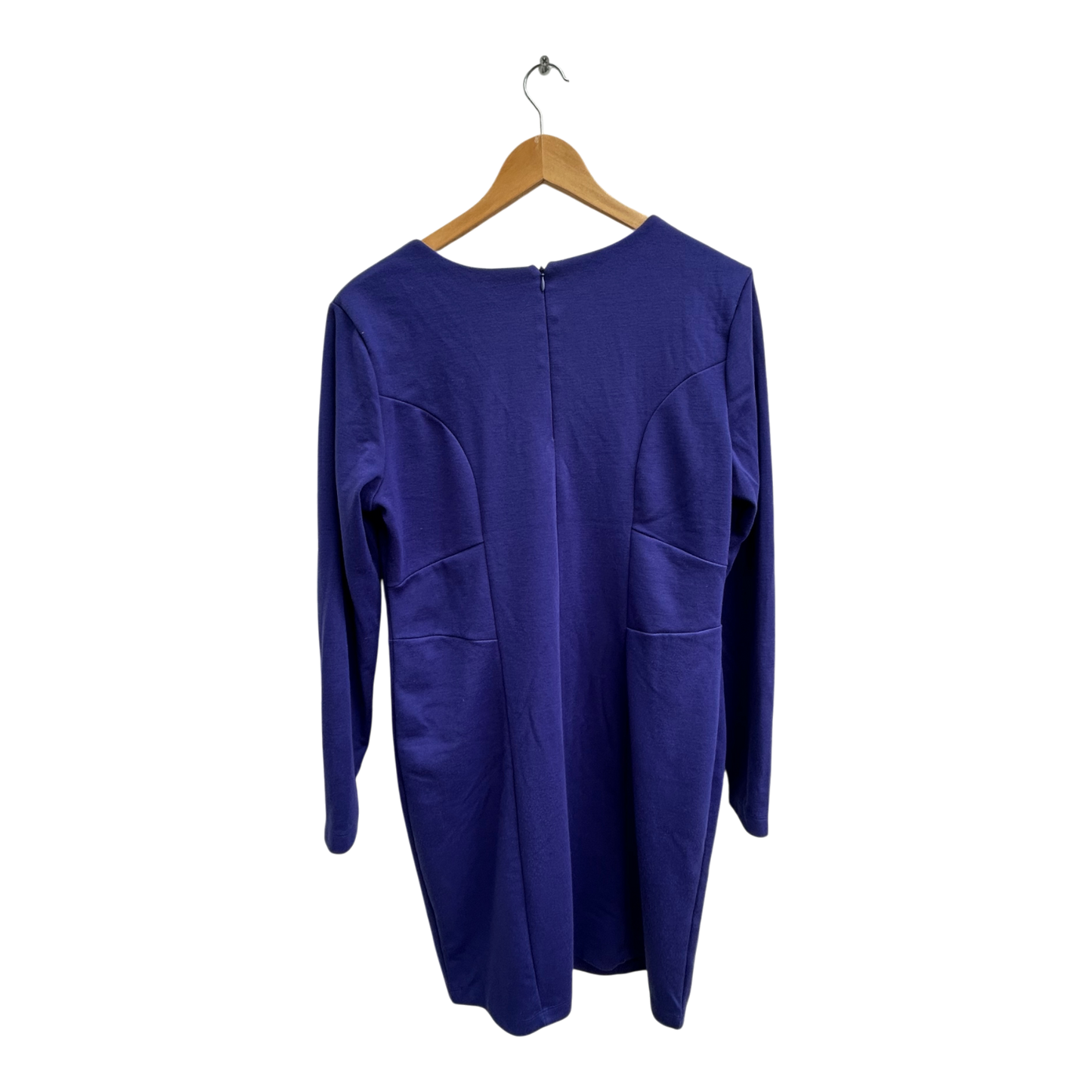 H&M Kleid Damen Gr L Royalblau Elegant Stretch Langarm Figurbetont Business