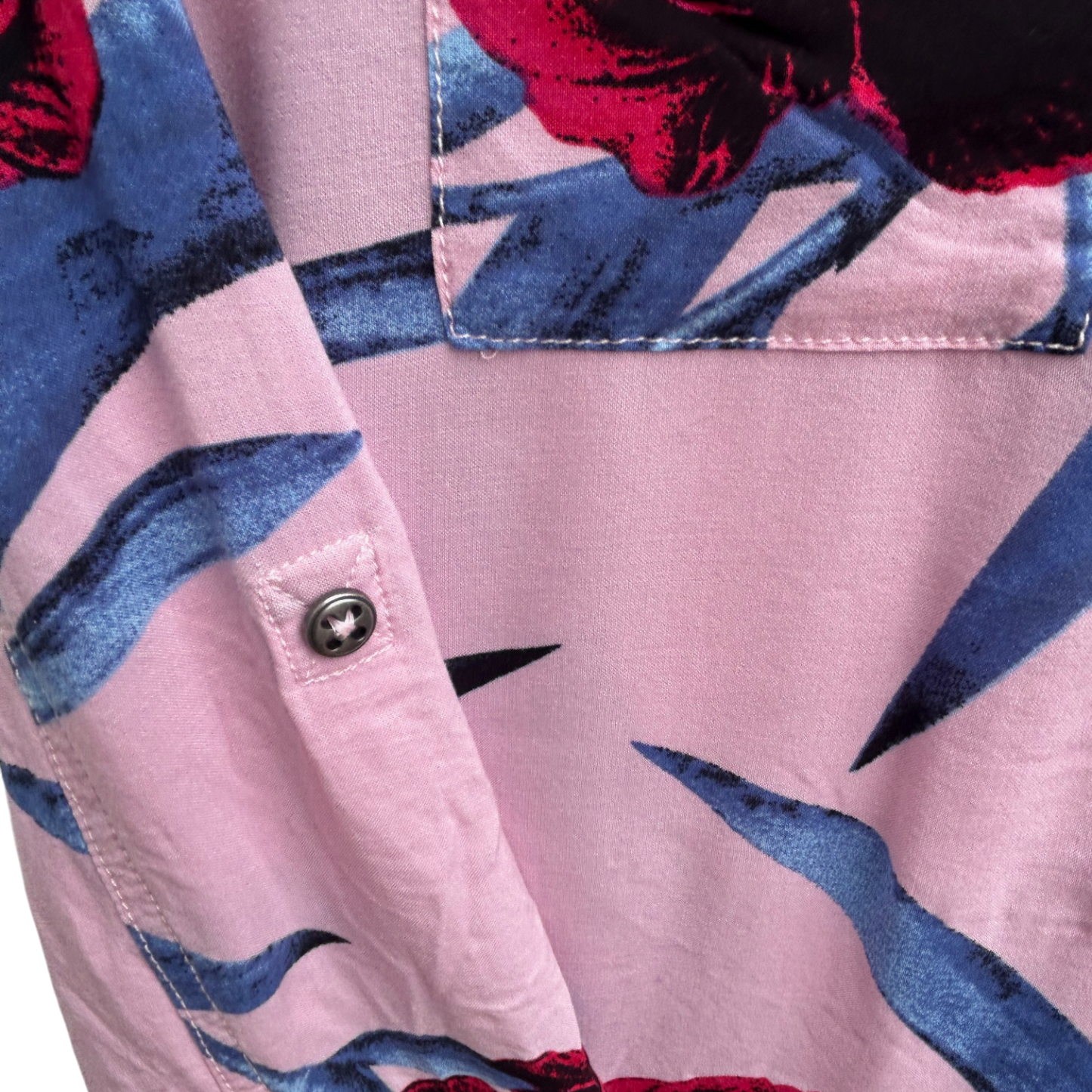 Fransa Kleid Damen Gr S Rosa Blau Blumenmuster Viskose Langarm Knopfleiste Gürtel