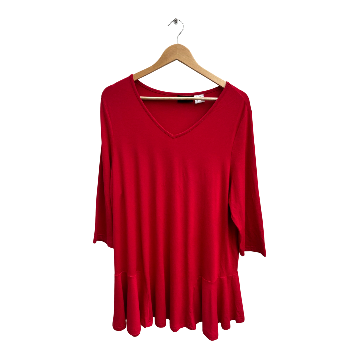 Mia Moda Kleid Damen Gr 46 Rot Viskose Stretch Elegant Klassisch Rüschen Saum Look