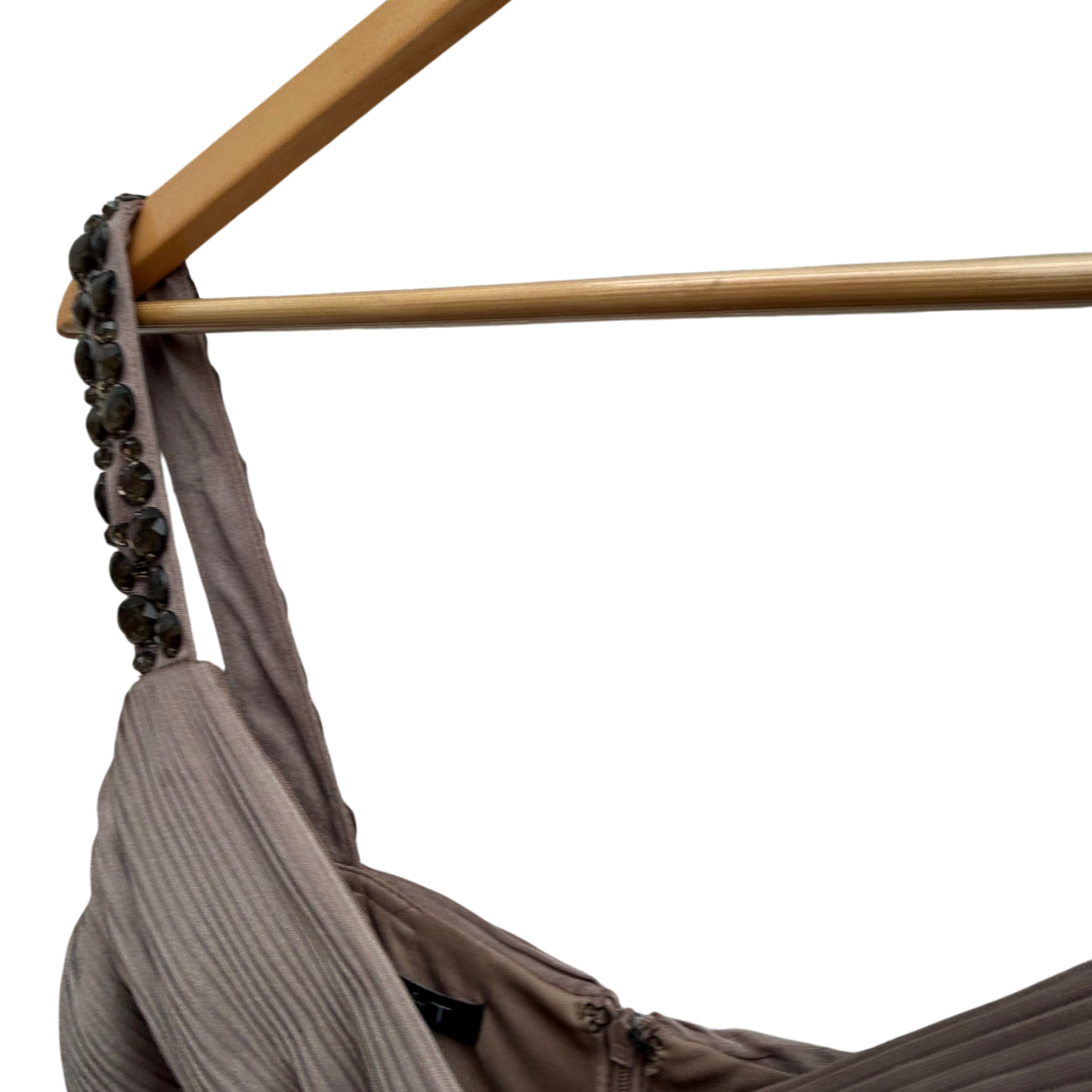 Apart Kleid Damen Gr 38 Taupe Stretch Party Elegant Klassisch Raffung Strass Träger