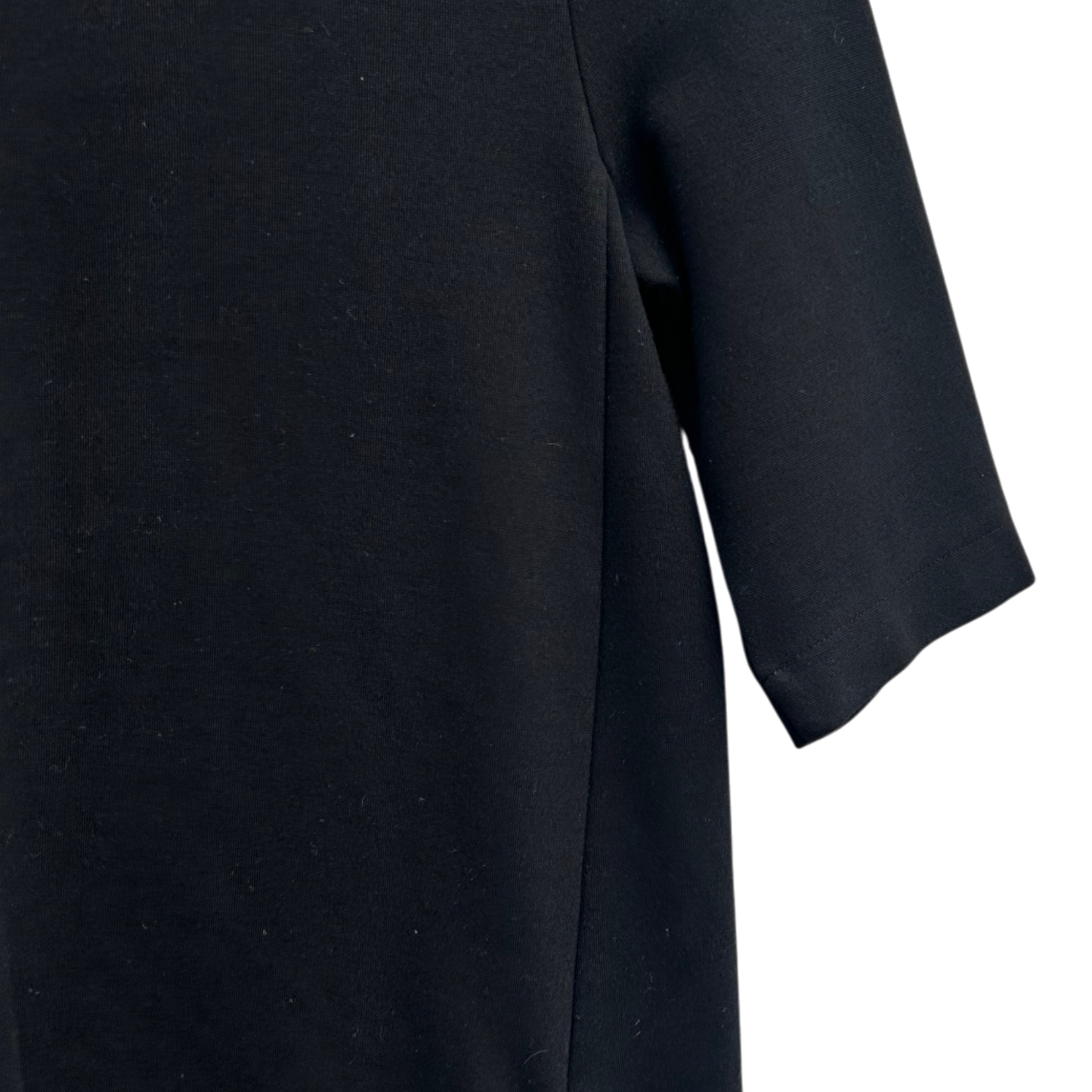 H&M Kleid Damen XS Schwarz Basic Stretch Baumwollmix Etuikleid Kurzarm Elegant