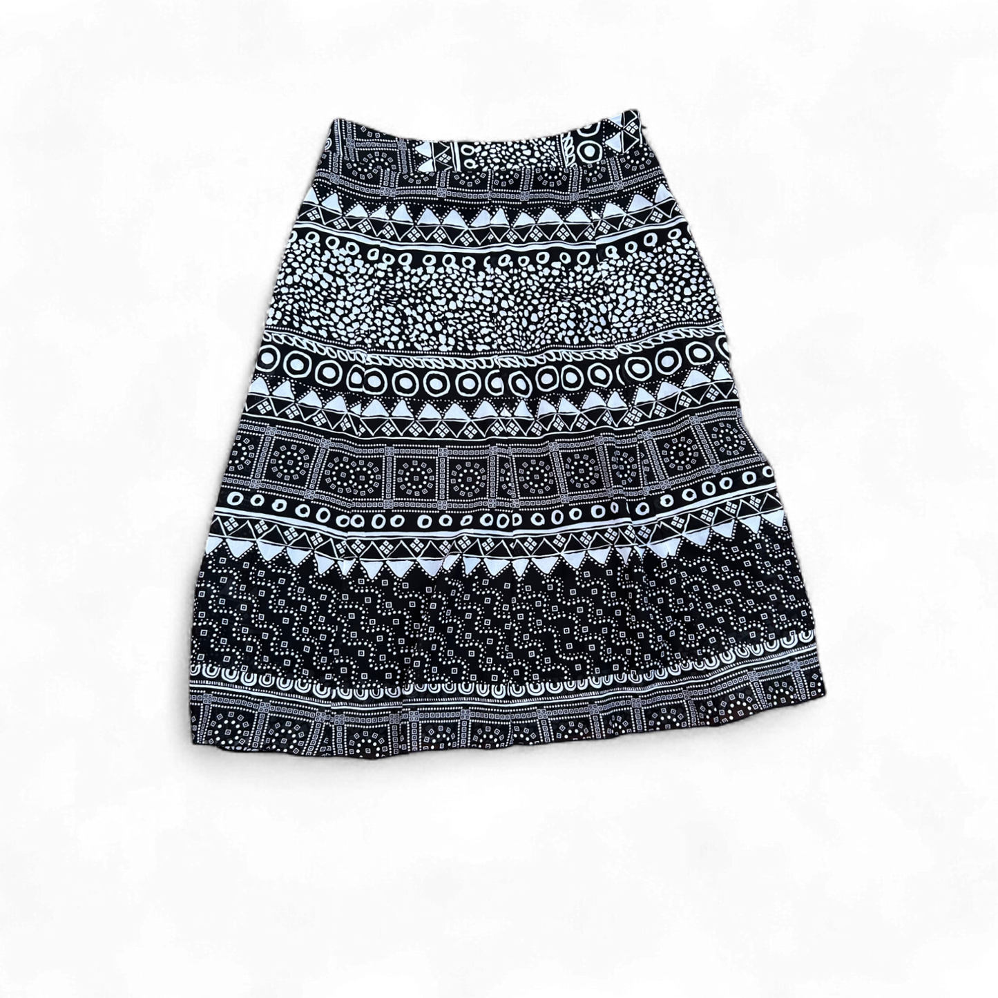 C&A Rock Damen Gr 44 Schwarz Weiß Ethno Muster Baumwolle Boho Style Sommer