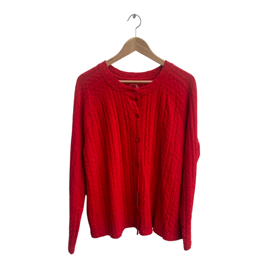 Strickjacke Damen Rot Cardigan Struktur Gr 40 Baumwolle Backstage Elegant