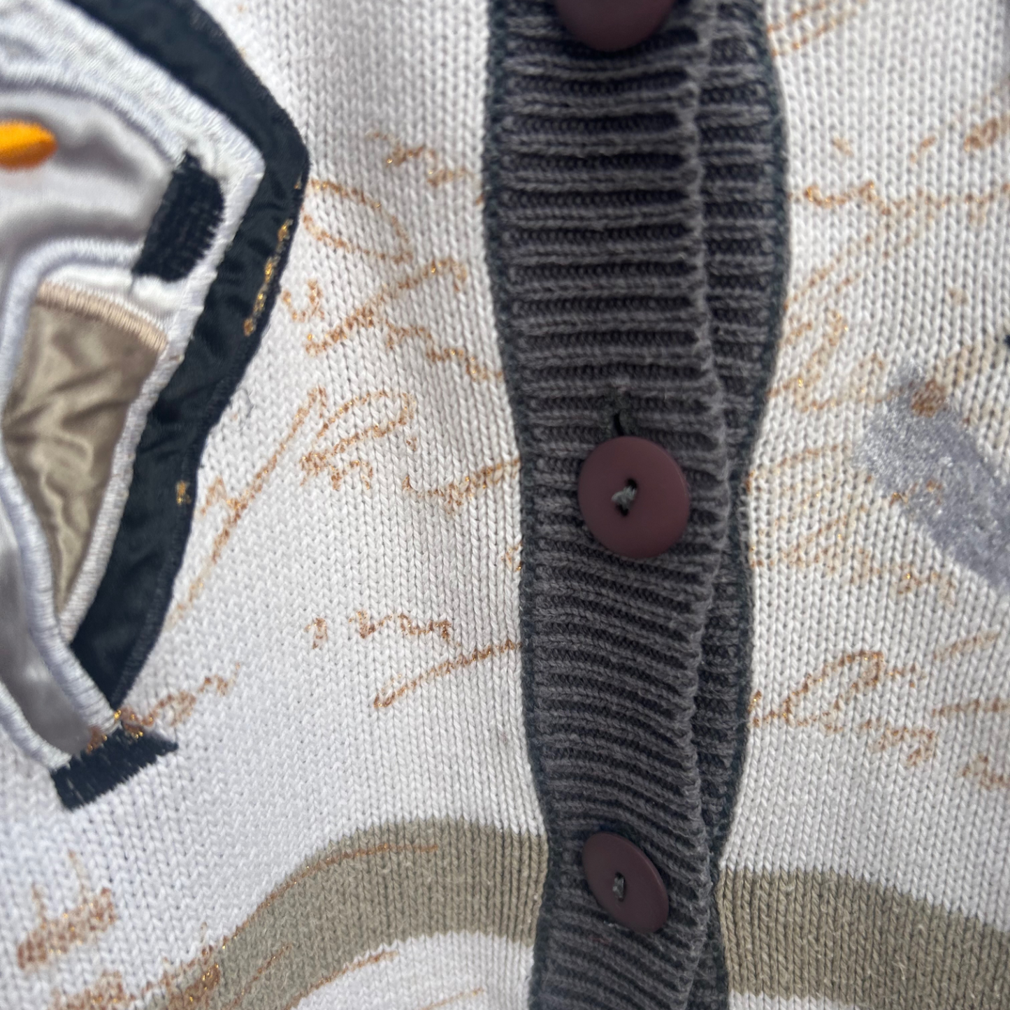 Vintage Herren Strickjacke Joy E Fun Gr M 100 Prozent Cotton Applikationen Retro