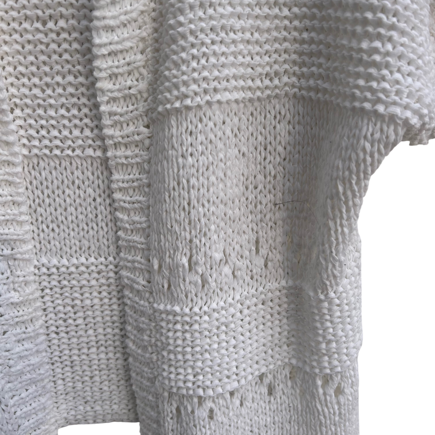 Bonita Weste Cardigan Damen Gr XL Weiß Kurzarm Strickjacke Lochmuster