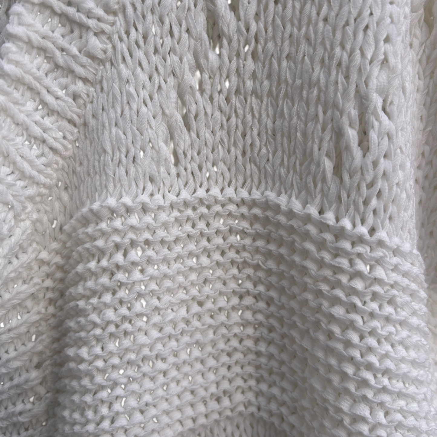 Bonita Weste Cardigan Damen Gr XL Weiß Kurzarm Strickjacke Lochmuster