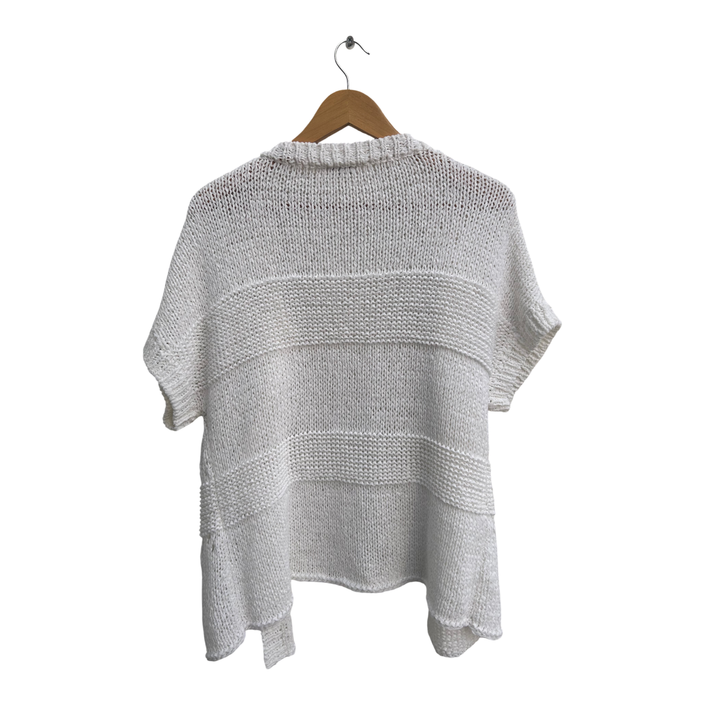 Bonita Weste Cardigan Damen Gr XL Weiß Kurzarm Strickjacke Lochmuster