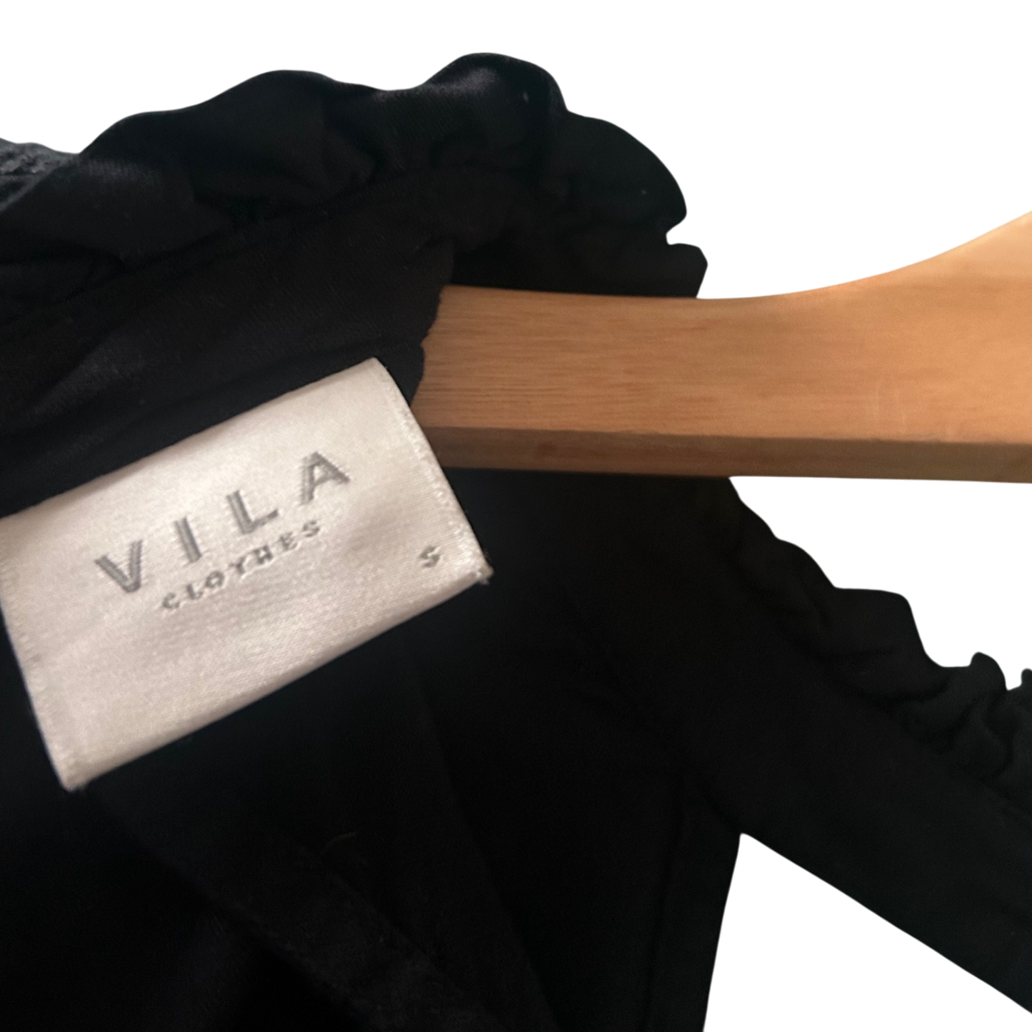 Vila Damen Bluse Schwarz Lochstickerei Langarm Gr S Baumwolle Viskose Elegant