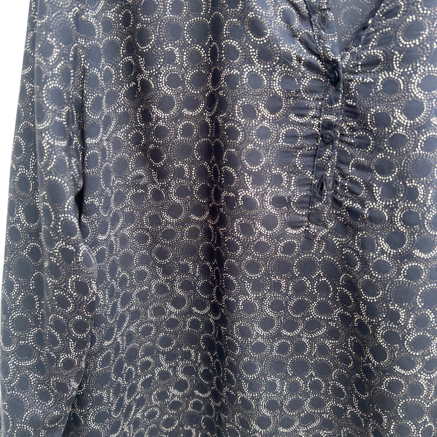 Gina Benotti Damen Bluse Dunkelblau Muster Langarm Gr L Viskose Leicht Modern