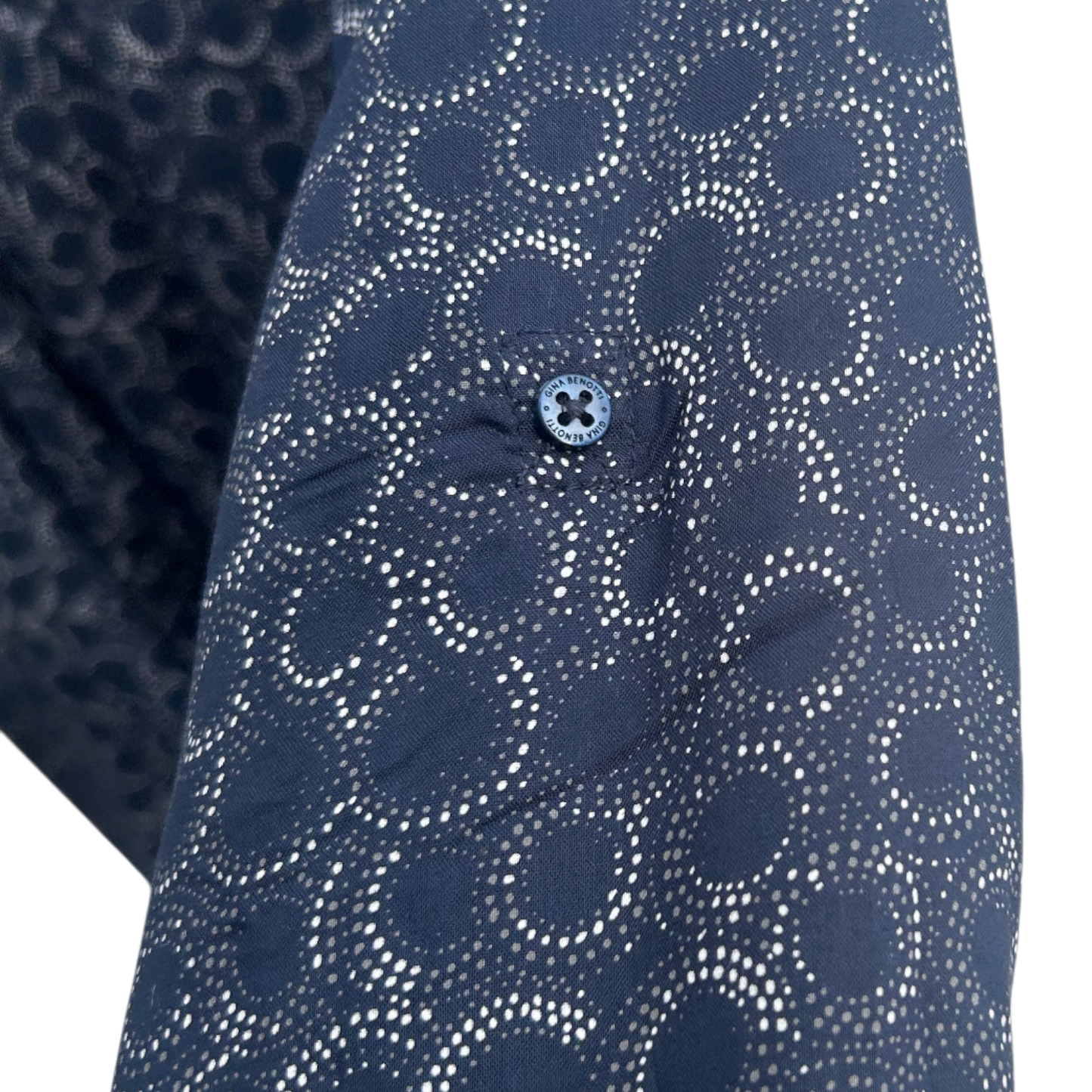 Gina Benotti Damen Bluse Dunkelblau Muster Langarm Gr L Viskose Leicht Modern