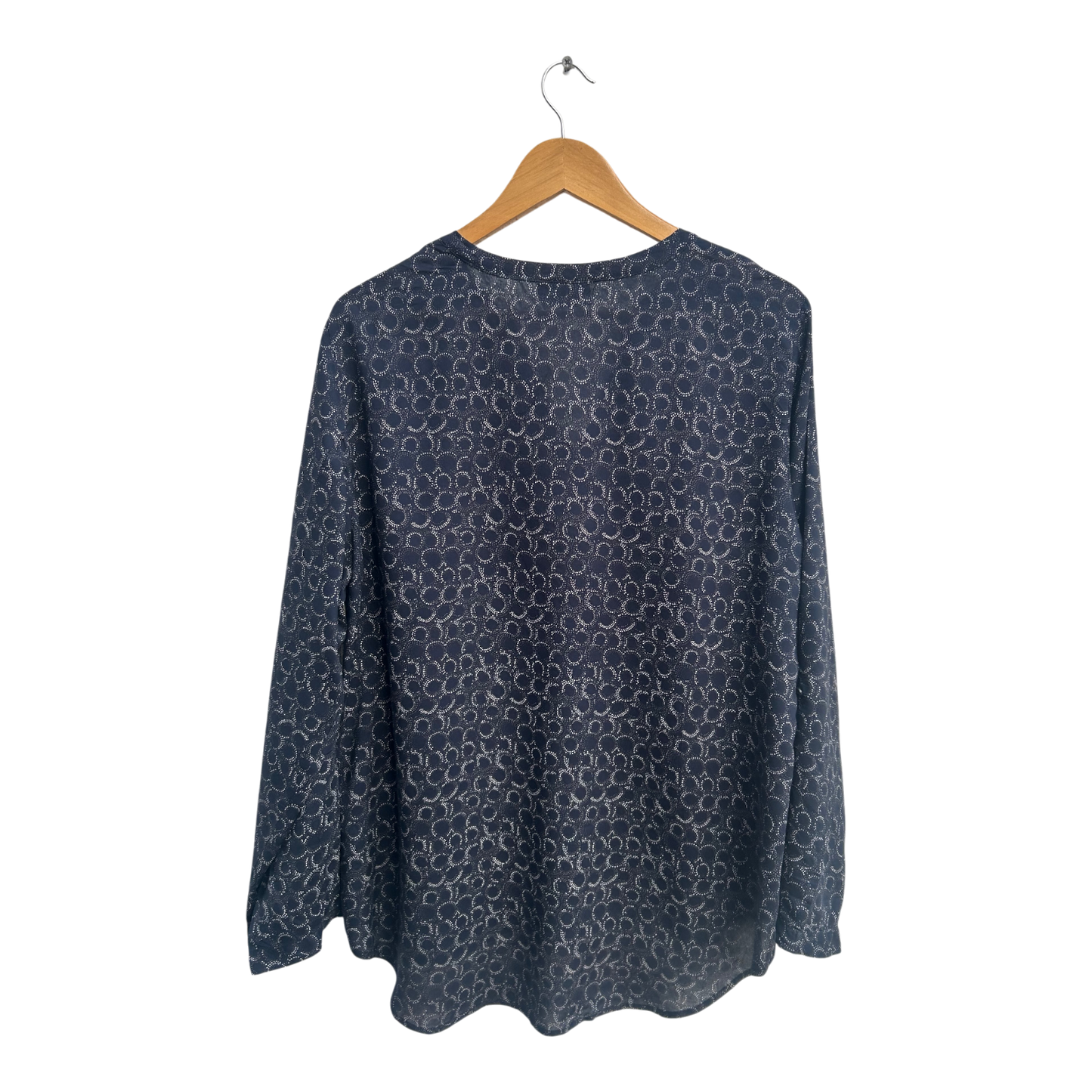 Gina Benotti Damen Bluse Dunkelblau Muster Langarm Gr L Viskose Leicht Modern