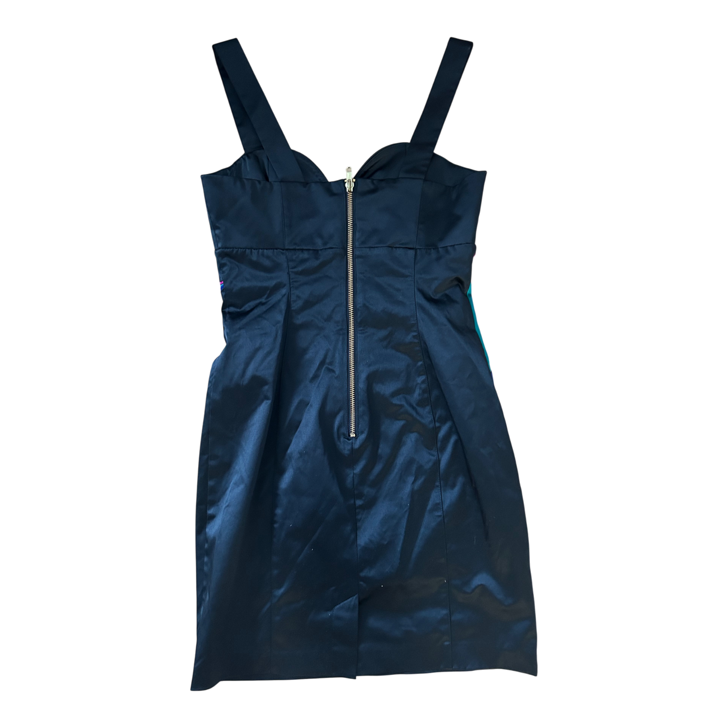 H&M Kleid Damen Gr 36 Schwarz Bunt Satin Partykleid Kurz Elegant Klassisch Reißer