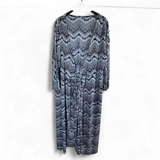 Kleid Damen Dress Maxikleid Gr. 6XL Schwarz Weiß Muster Sommer Look Boho Elegant