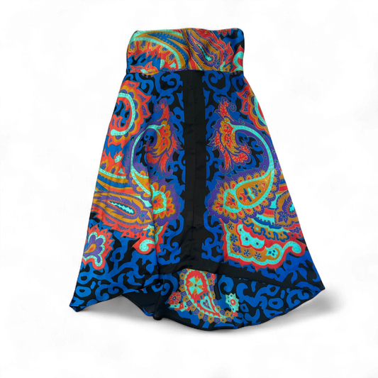 Mango Kleid Damen Dress Damenkleid Gr. S Blau Bunt Paisley Bandeau Sommerkleid