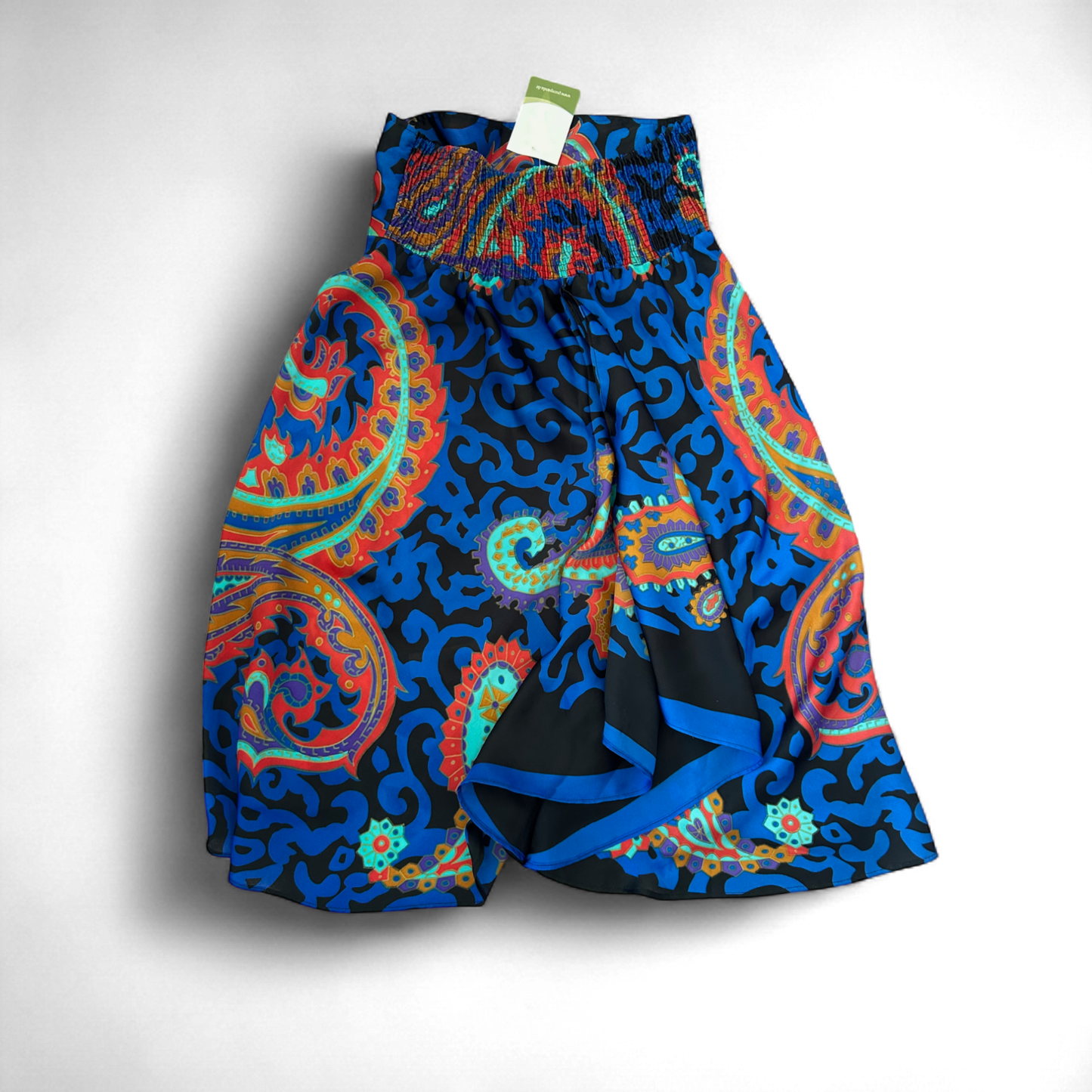 Mango Kleid Damen Dress Damenkleid Gr. S Blau Bunt Paisley Bandeau Sommerkleid