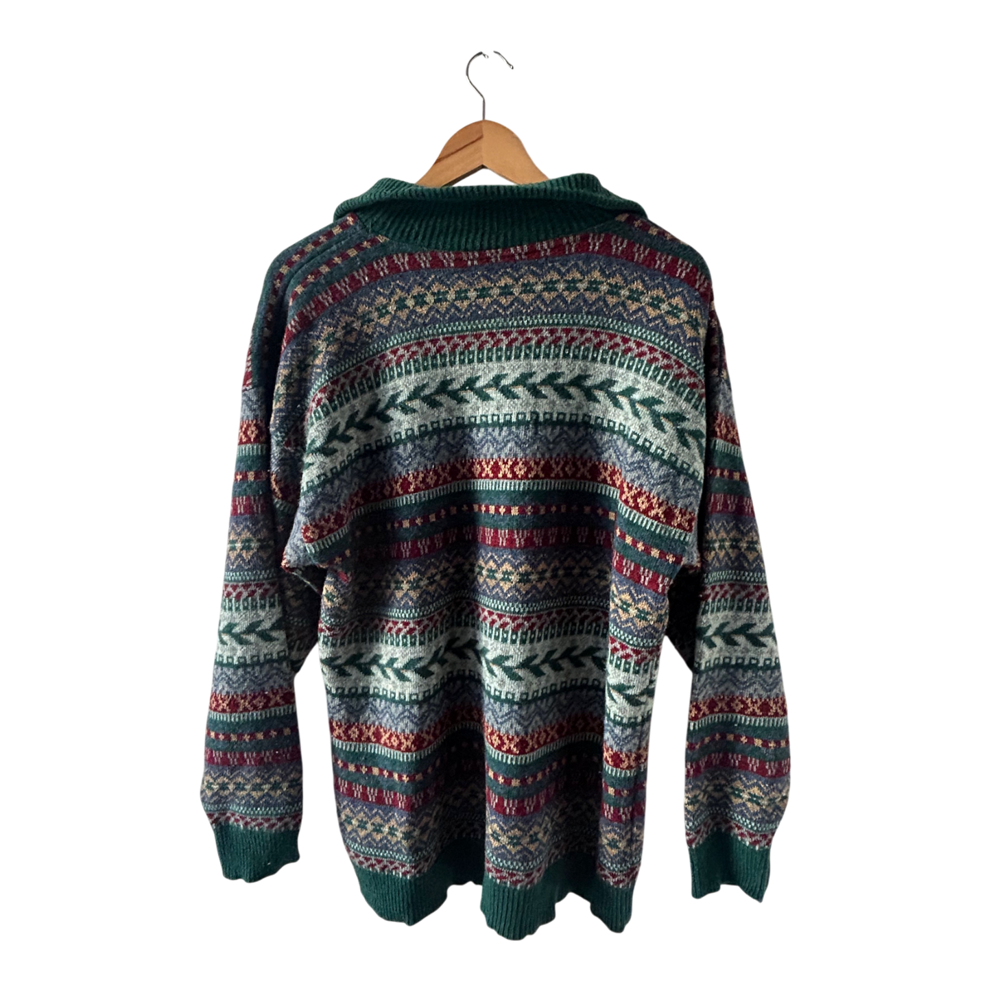 Vintage Albanes Pullover Herren Strickmuster Gr 52 Warm Retro Halbzip Winterlook