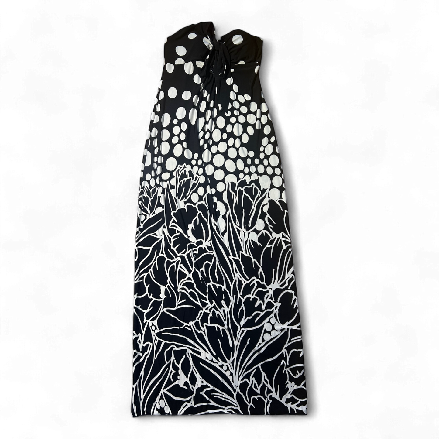 En Focus Kleid Damen Dress Damenkleid Gr. 36 Schwarz Blumen Punkte Maxikleid
