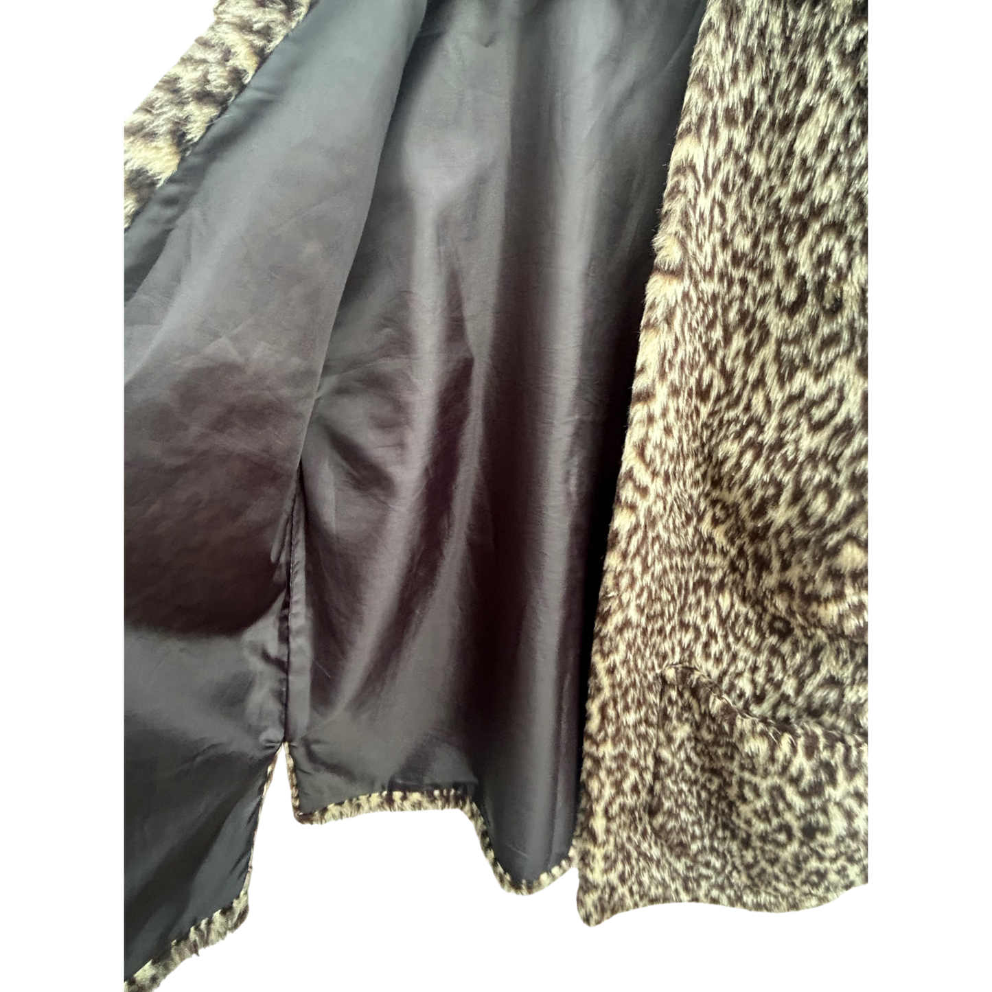 Bridge Damen Weste Kunstfell Gr L Leopardmuster Vintage Lang Elegant Warm Braun