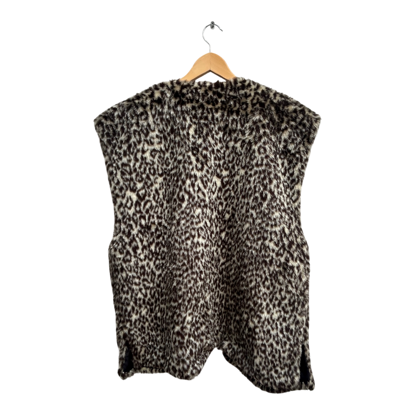 Bridge Damen Weste Kunstfell Gr L Leopardmuster Vintage Lang Elegant Warm Braun