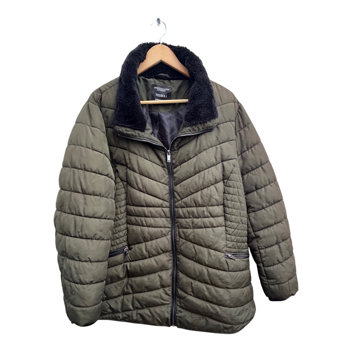 Yessica Jacke Damen Gr 52 Khaki Warm Steppjacke Winter Übergangsjacke Reißverschluss