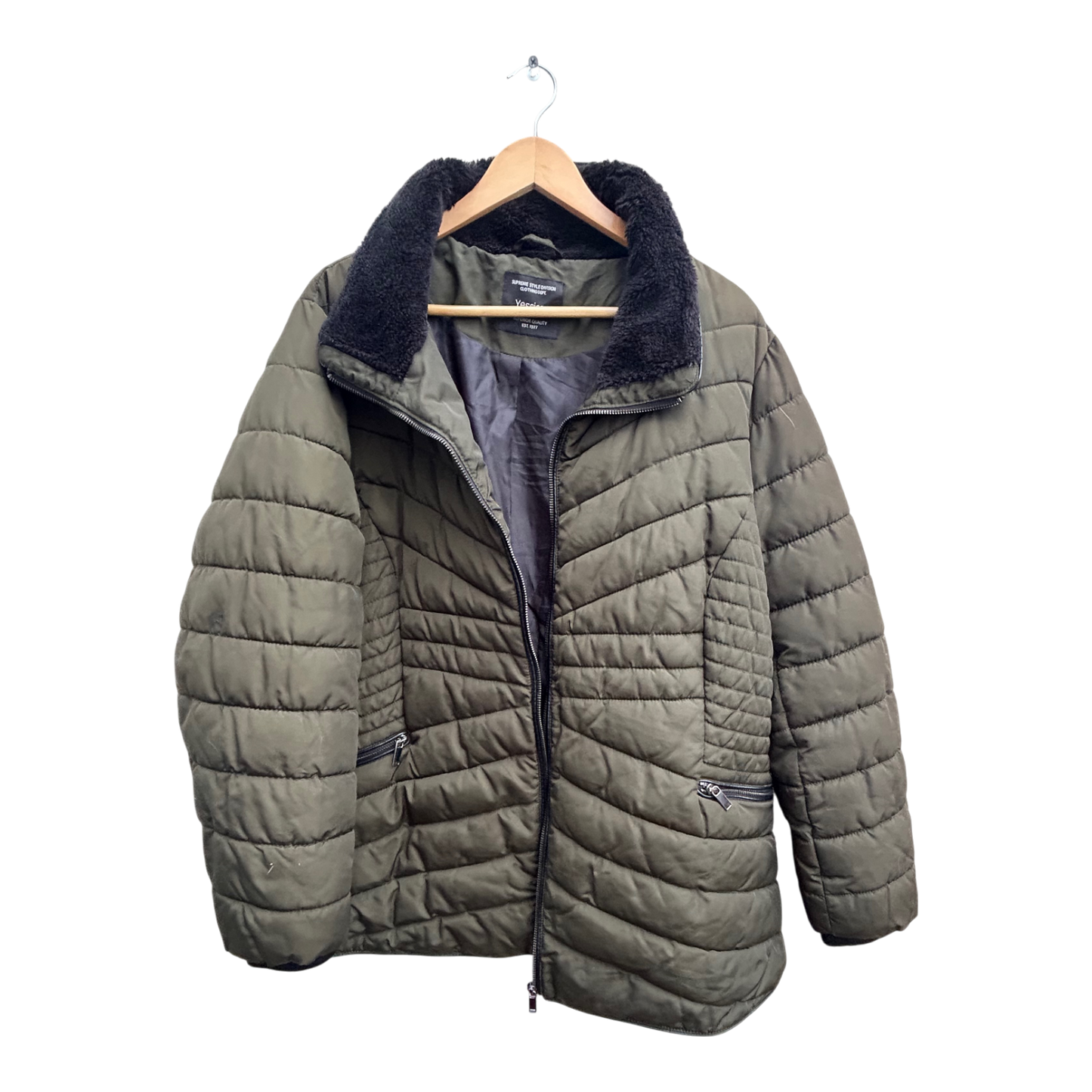 Yessica Jacke Damen Gr 52 Khaki Warm Steppjacke Winter Übergangsjacke Reißverschluss