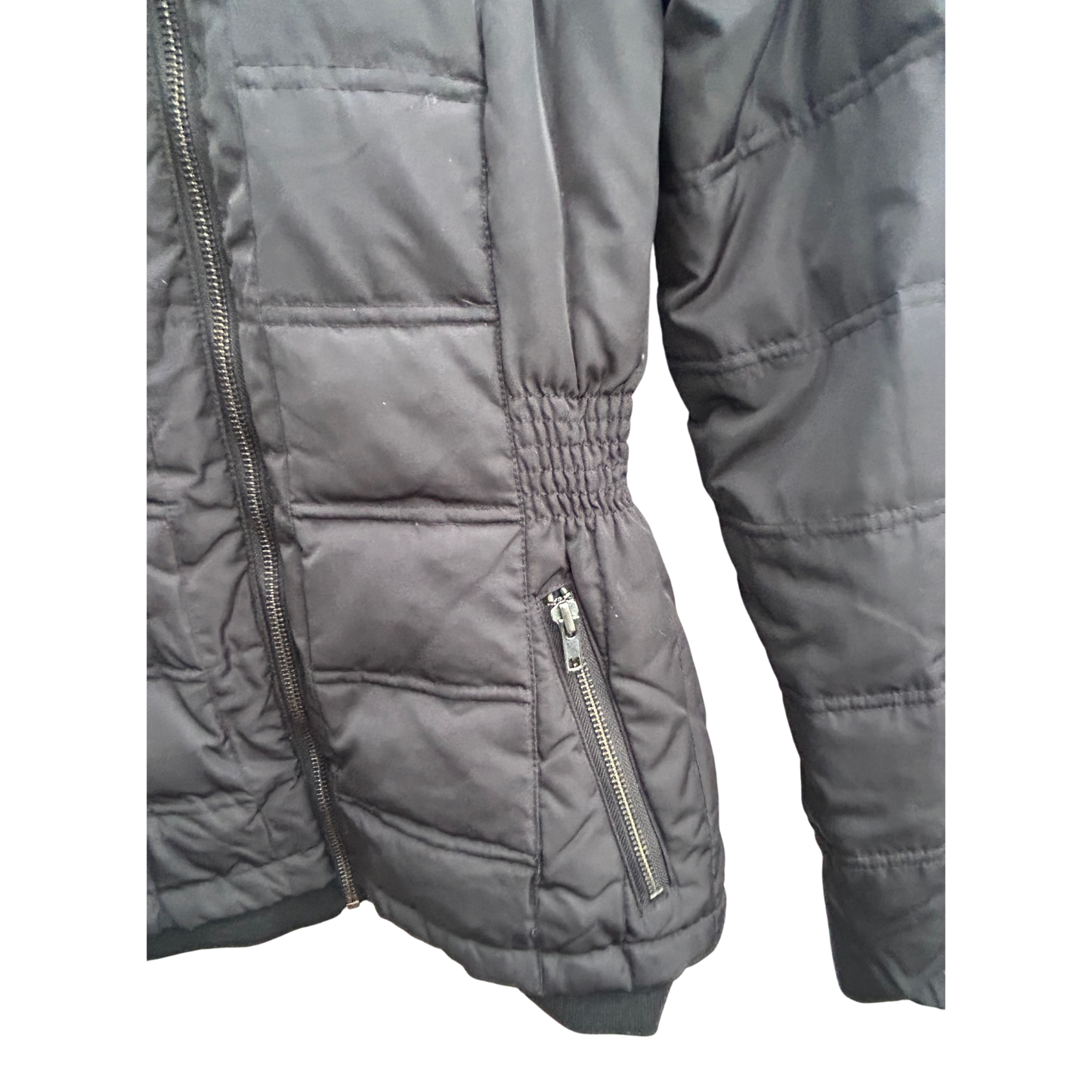 Vera Moda Jacke Damen XS Schwarz Warm Kapuze Fellrand Winter Übergangsjacke